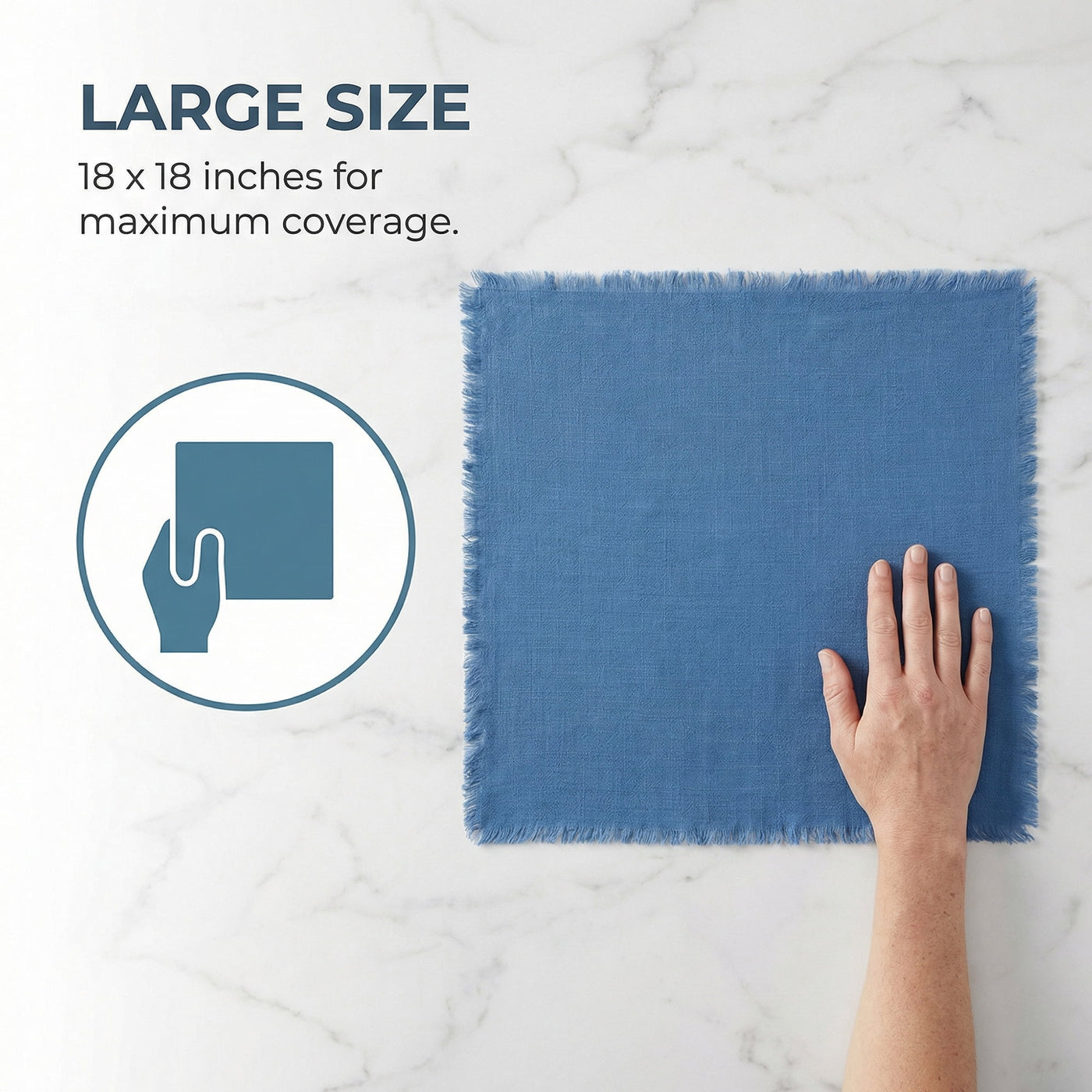 Absorbent Cotton Linen Kitchen Towels 4-Pack Blue/Pink 18" X 18", for Drying Dishes, Wiping Counters and Everyday Kitchen Cleaning
