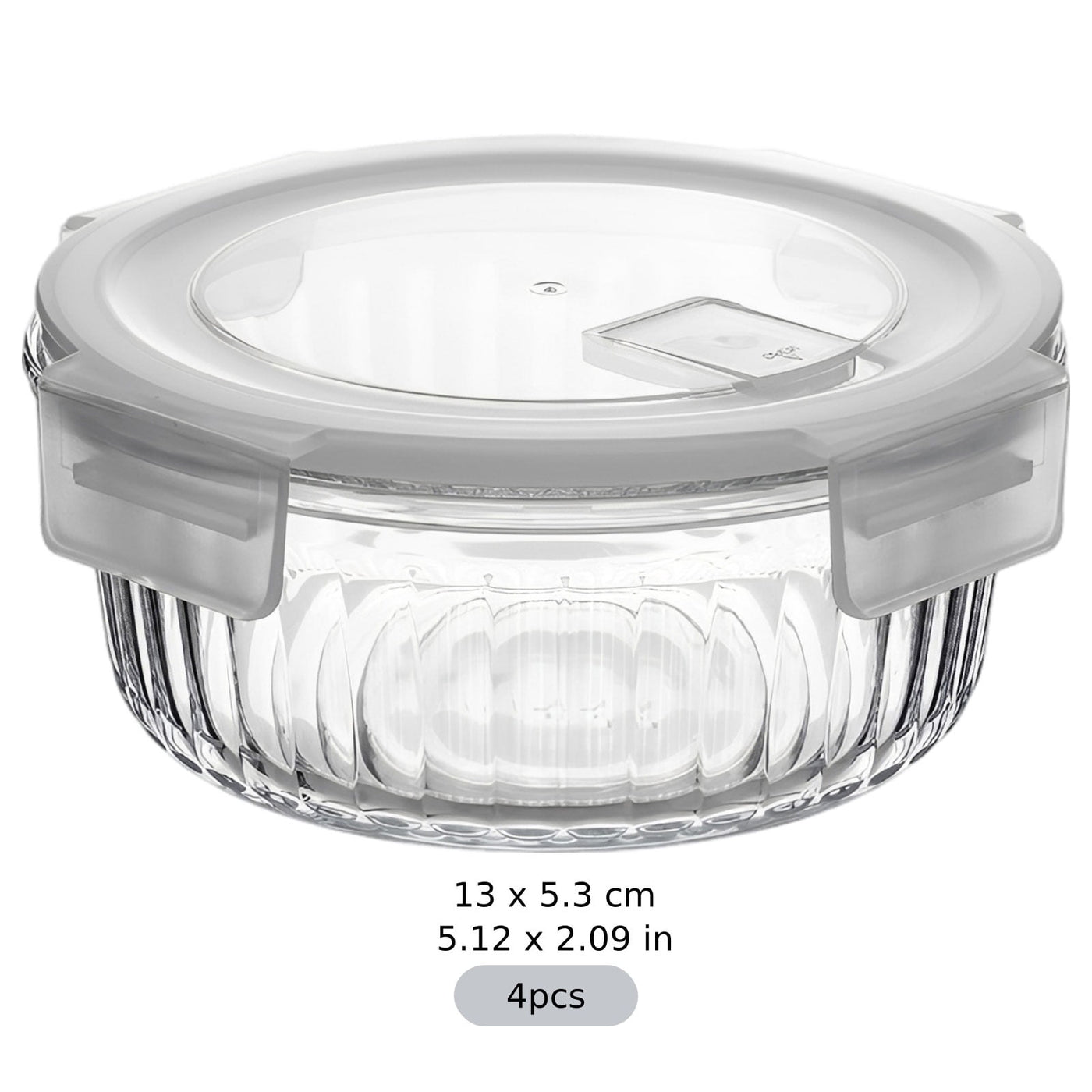 4-Piece Glass Lunch Box Set, Leakproof Borosilicate Food Storage Containers, Stackable, 14.2 Fl Oz 5.12 X 2.09 in