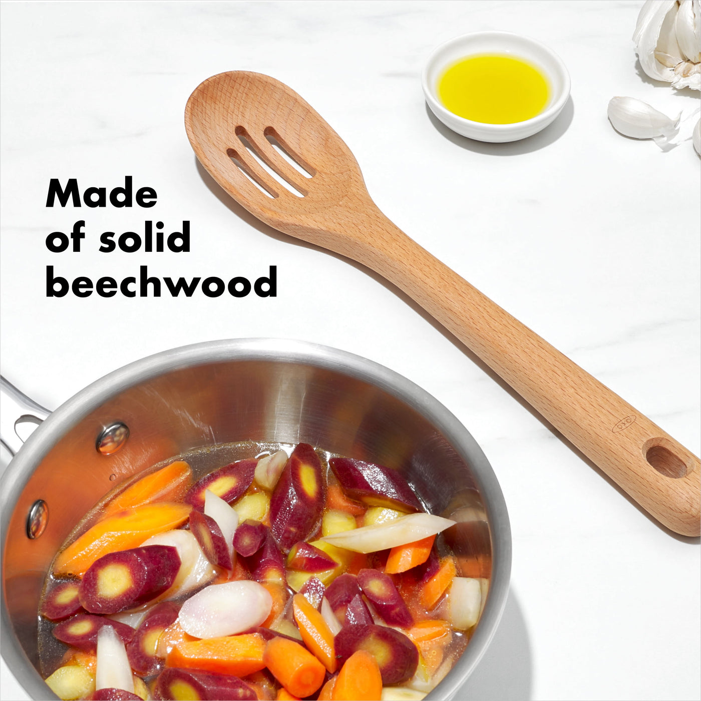3-Piece Wooden Cooking Utensil Set, Beachwood, for Cooking, Mixing, Serving and Nonstick Cookware, Durable Design for Daily Home Use
