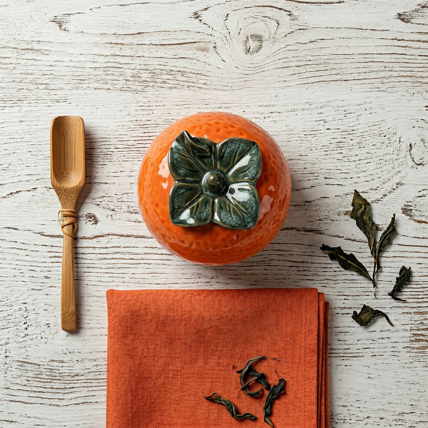 Ceramic Jar with Airtight Lid for Fall Decor Orange Shape 3.3in, for Pantry Organization, Meal Prep and Dry Food Storage