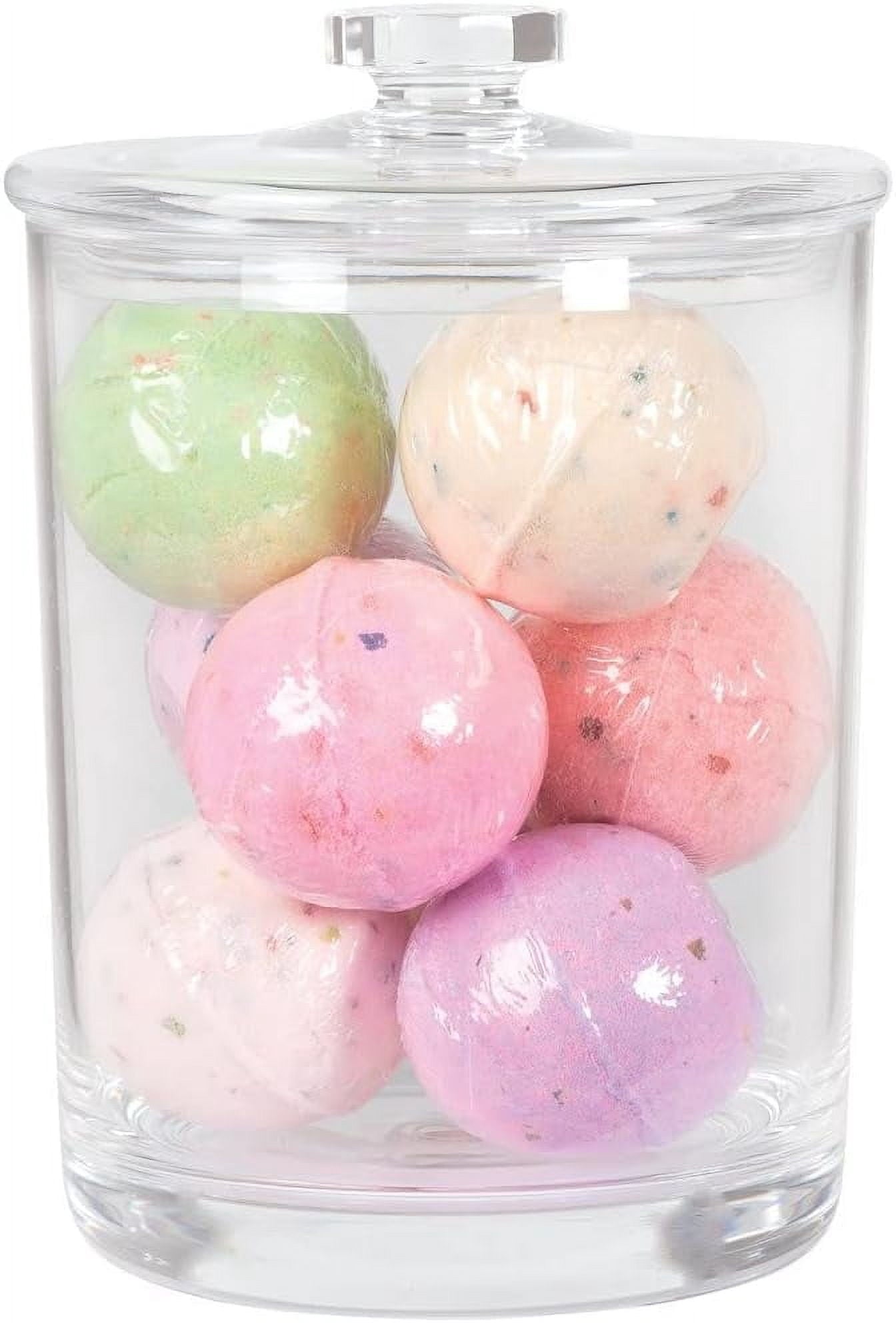 Acrylic Apothecary Jar with Lid, 60 Oz Storage Container for Bathroom, Kitchen and Office, 7.75" X 5"