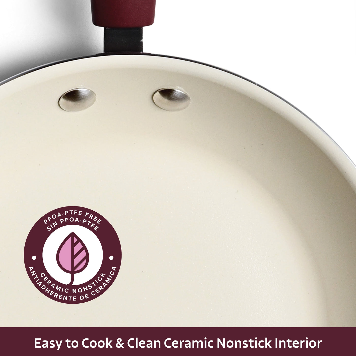Ceramaware 3-Pack Ceramic Nonstick Fry Pan Set (8-inch, 9.5-Inch and 11-Inch) Wine, for Everyday Home Kitchen Cooking, Storage and Organization
