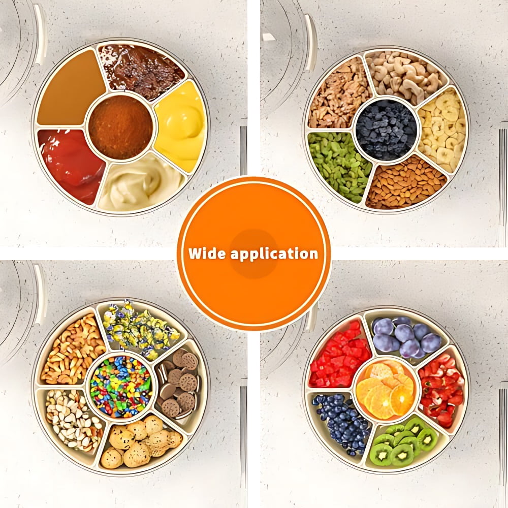 Small Divided Serving Tray with Lid and Handle, Stackable Snackle Box Container for Fruits Candy Organizer
