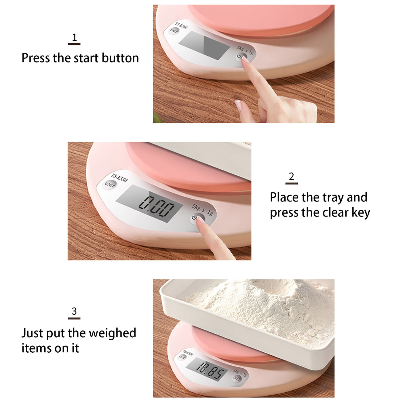 Dnogom Heart-shape Digital Kitchen Baking Scale, 0.1g Accurate High-sensitivity Food/Coffee Gram Scale for Baking Cooking Coffee(pink)