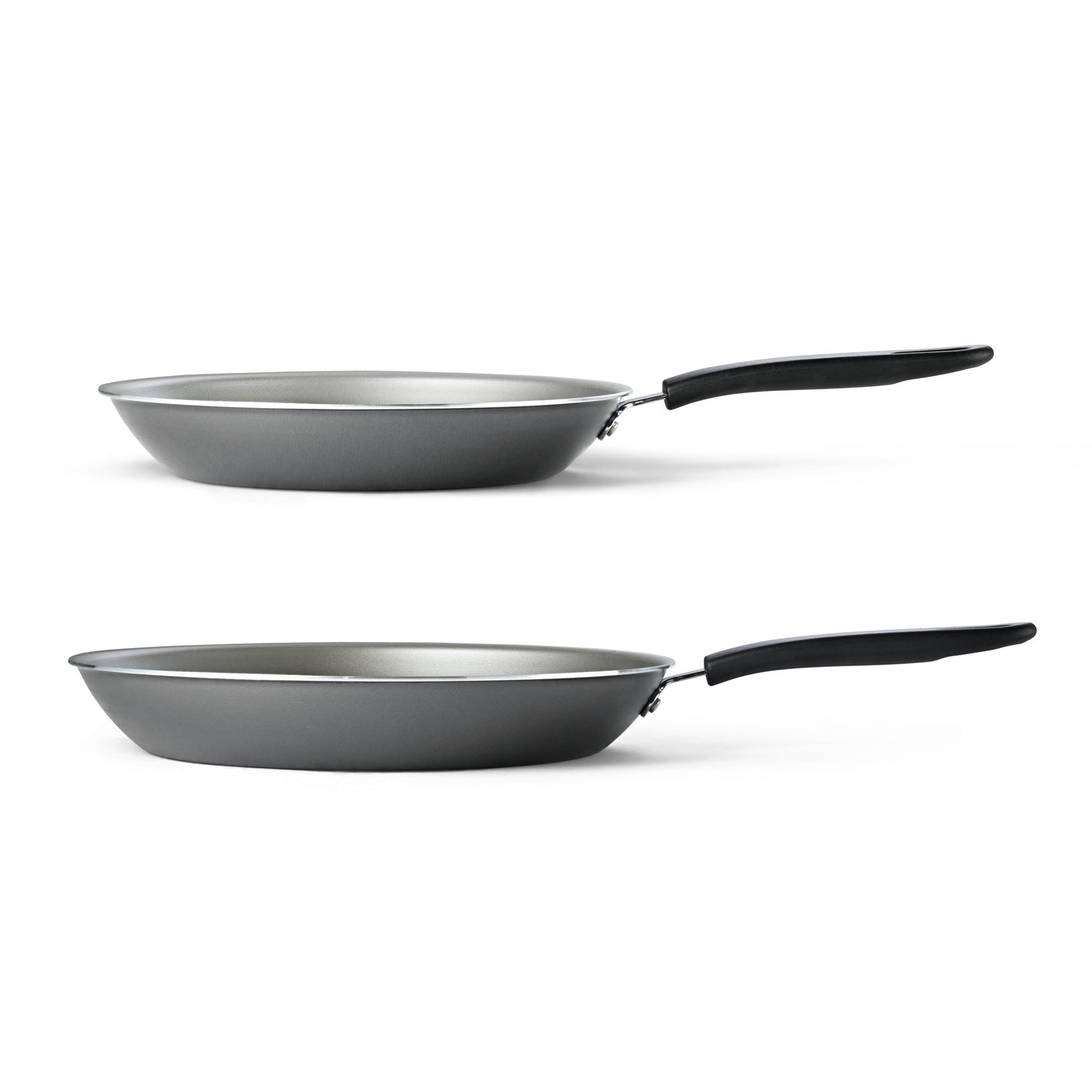Primaware 2-Piece Nonstick Fry Pan Set, 9.5-Inch and 11-Inch Asphalt, for Everyday Home Kitchen Cooking, Storage and Organization
