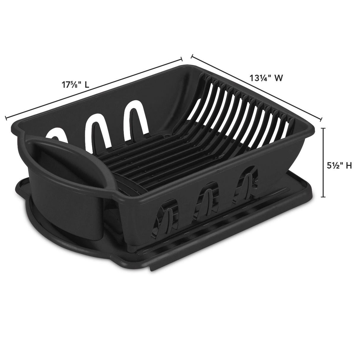Dish Drying Rack, Heavy Duty Hard Plastic Drying Rack, Dish Drainer for Kitchen Counter with Drainboard Set, with Silverware Holder