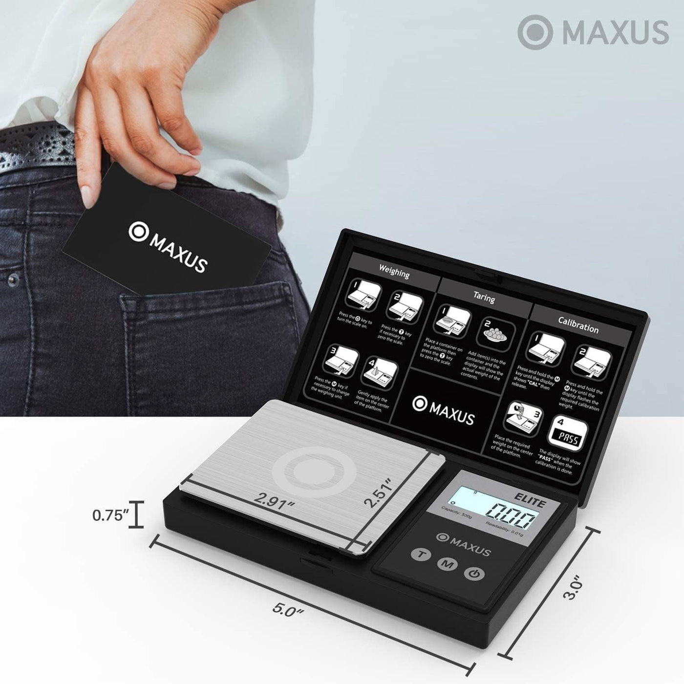 Digital Pocket Gram Scale 500g X 0.01g High Precision with Tray, Weighs Sm Food, Jewelry, Ounces, Grains, LCD Display, Tare Function