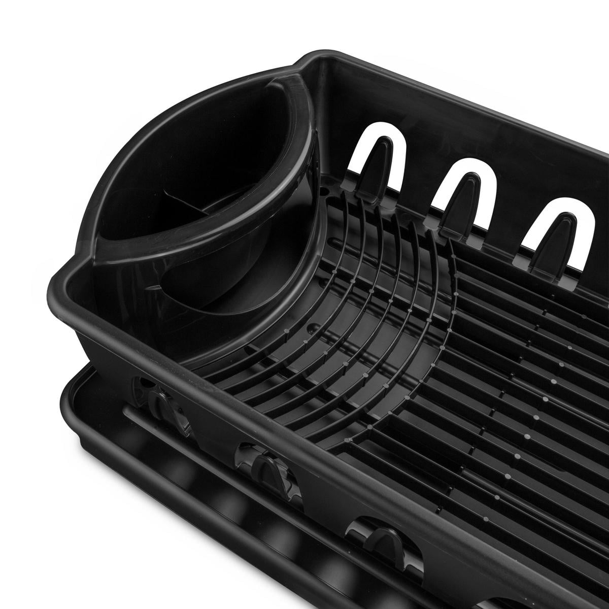 Dish Drying Rack, Heavy Duty Hard Plastic Drying Rack, Dish Drainer for Kitchen Counter with Drainboard Set, with Silverware Holder