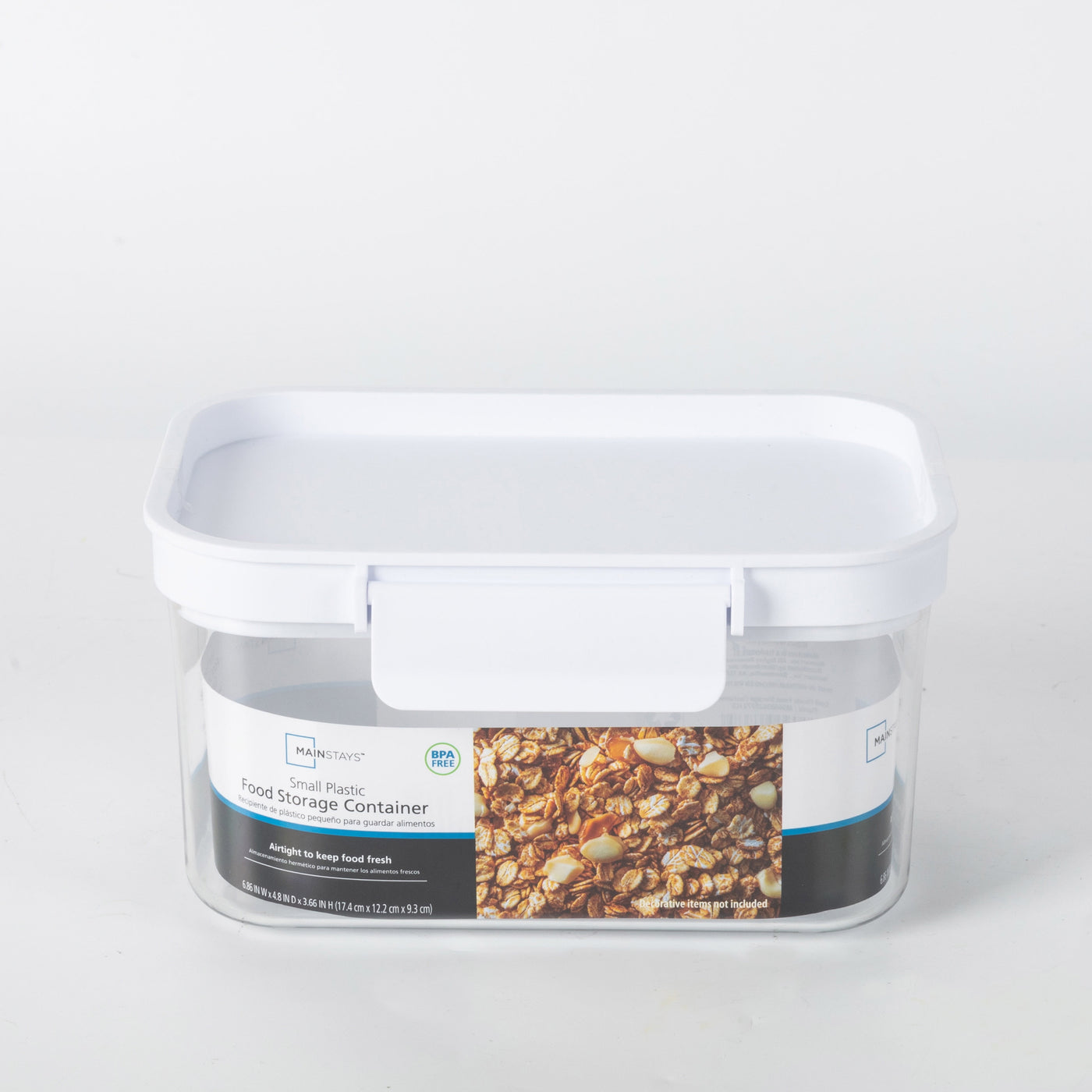 Small Rectangular Plastic Pantry Food Storage Container with Lid, Kitchen Dry Food Storage Canister Organizer, 6.9" W X 4.8" D X 3.7" H