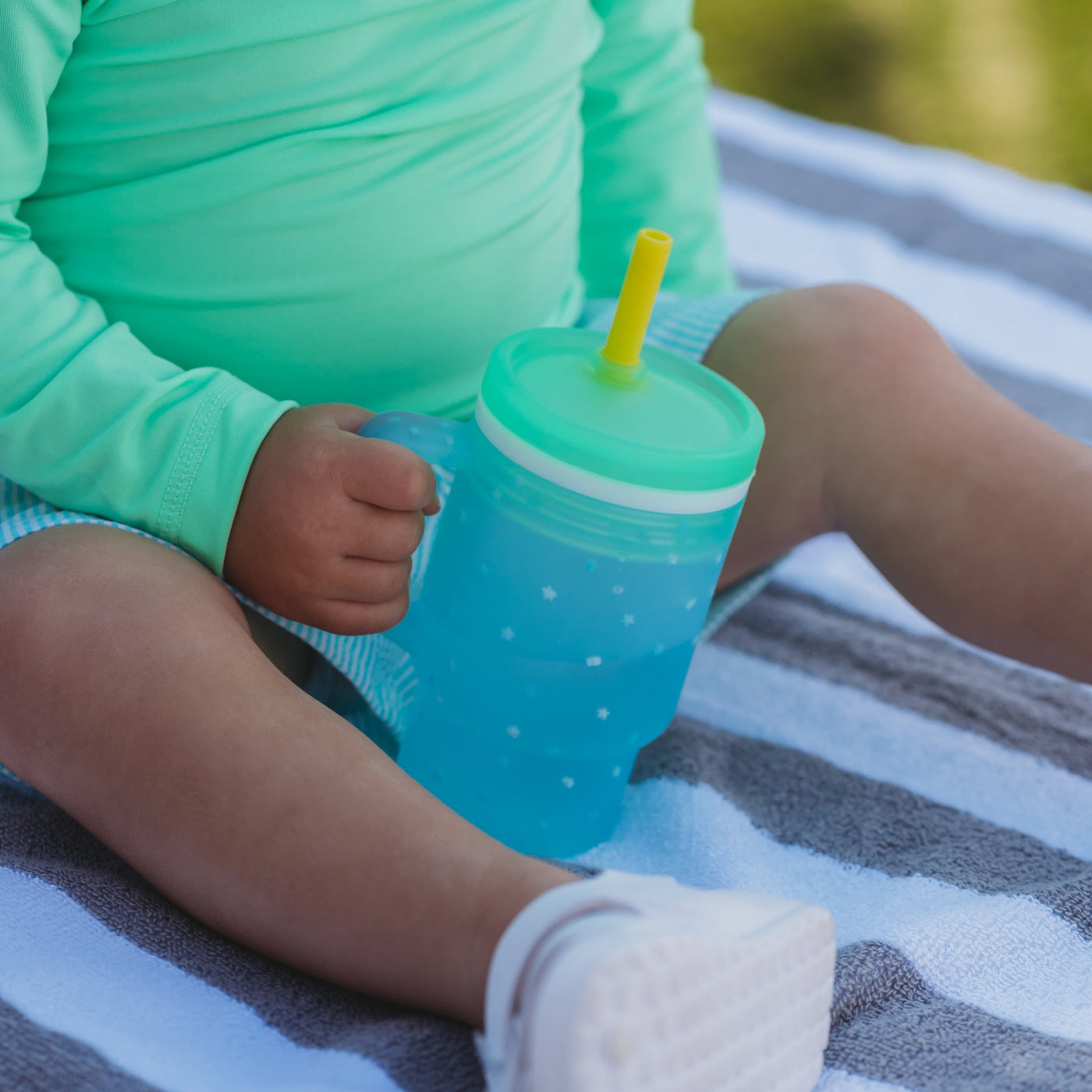 Infantino My 1st Tumbler, Toddler-friendly 9oz Training Cup with Straw and Handle, Blue Stars, for Everyday Home Kitchen Cooking