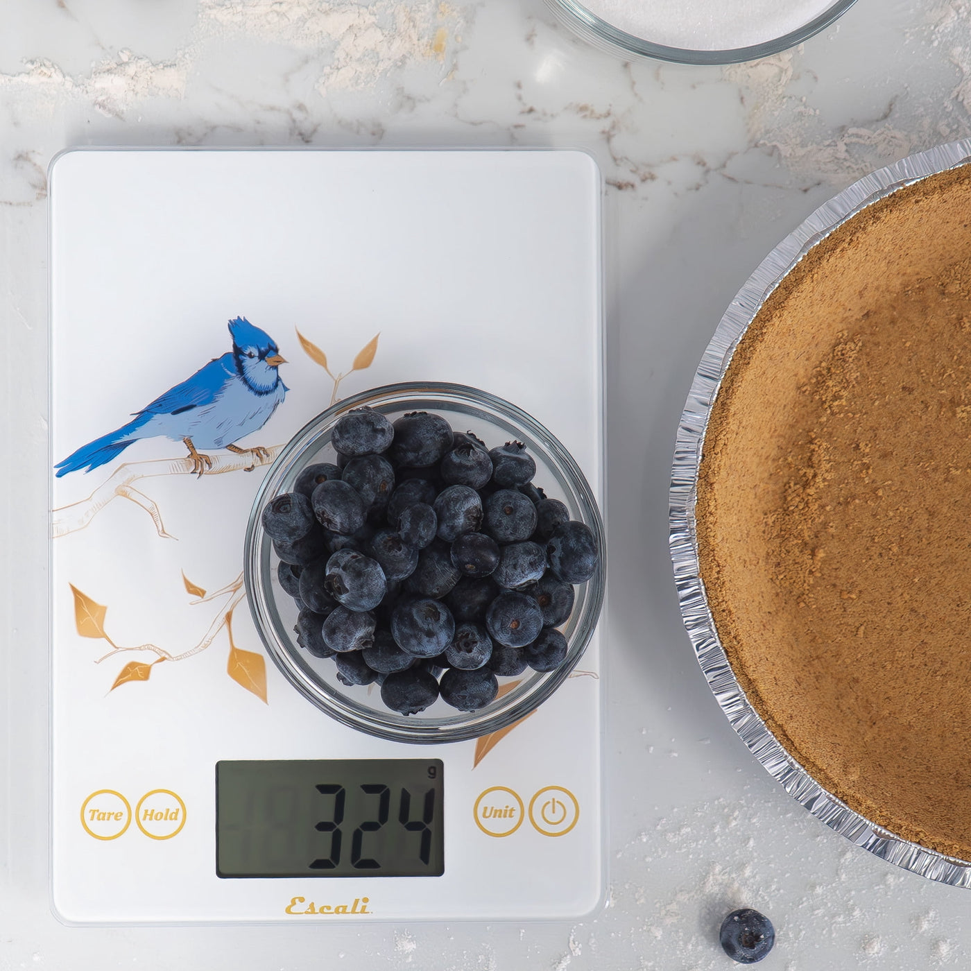 Arti Blue Jay Glass Digital Scale, White, for Accurate Kitchen, Food and Portion Weighing, Durable Design for Daily Home Use