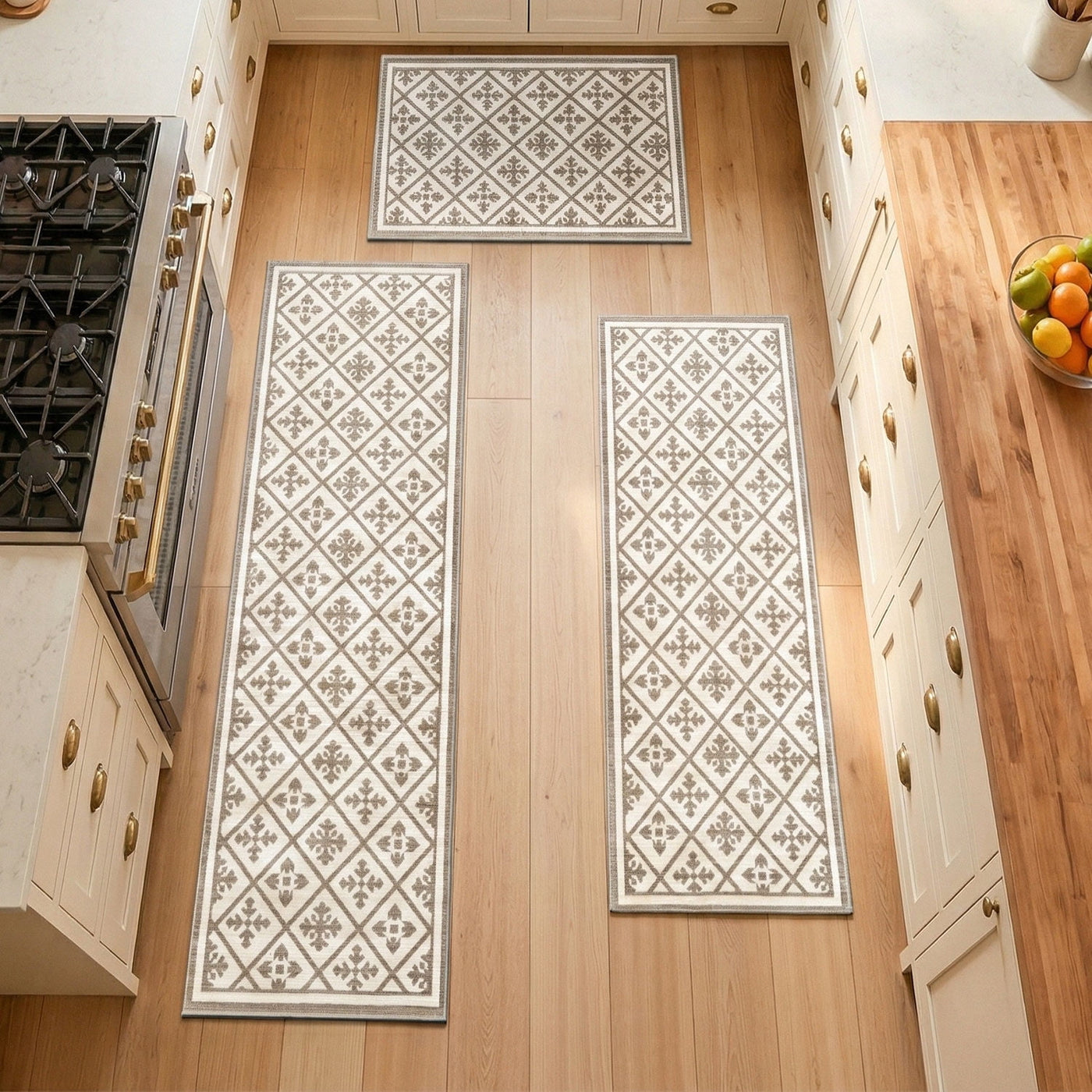 Kitchen Rug Sets, 3-Piece Kitchen Rug with Non-slip Baking for Kitchen Floor Comfort Standing, Rugs Mat with 20"x32"+20"x47"+20"x59"