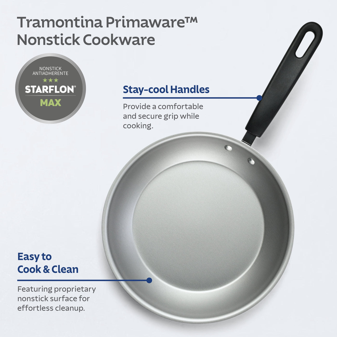Primaware 3-Piece Nonstick Sauté Pan and Griddle Set, 9.5” and 11” Sauté Pans, and 11” Griddle Blue, for Everyday Home Kitchen Cooking