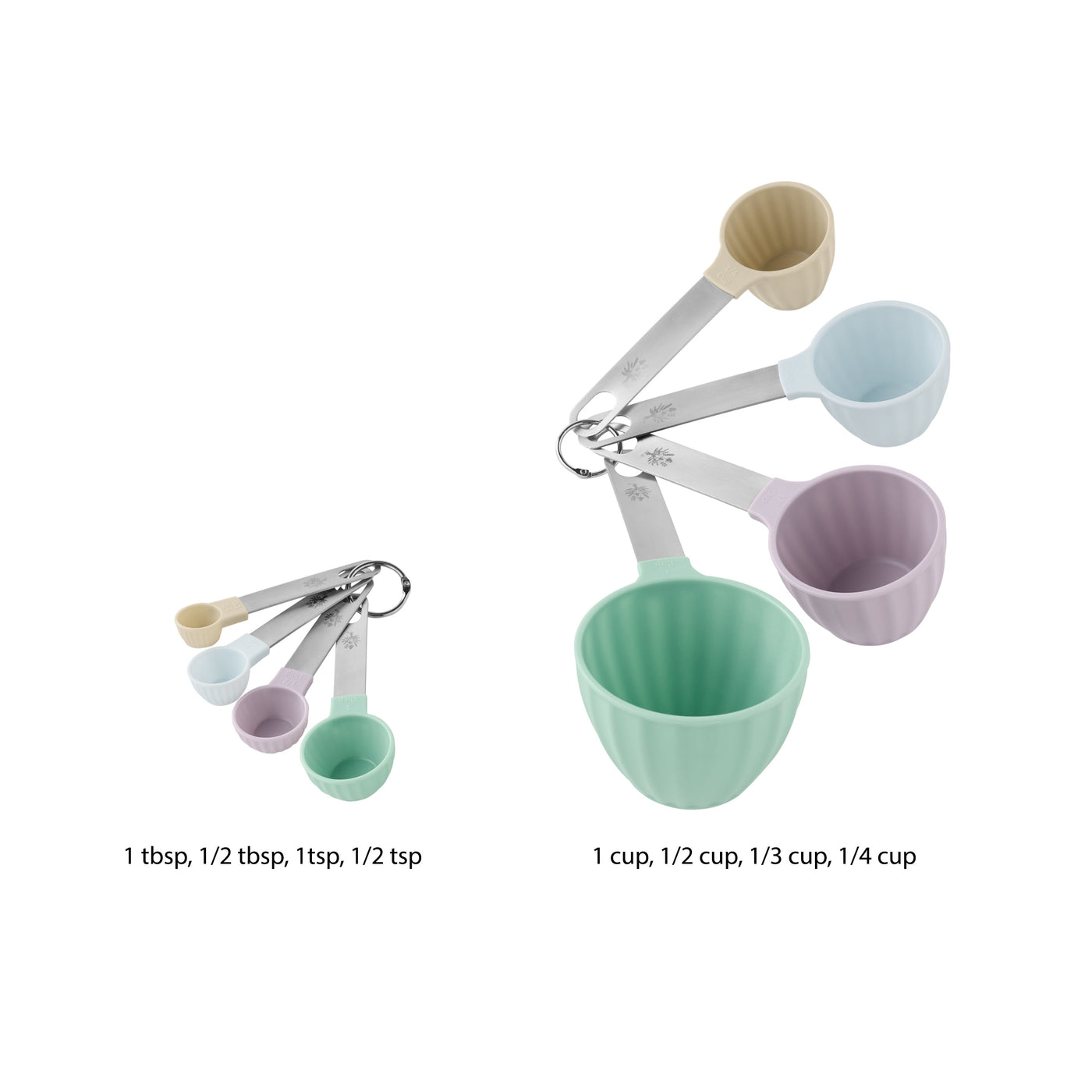 8-Piece Plastic Measuring Cup and Spoon Set, Multicolor, for Cooking, Mixing, Serving and Nonstick Cookware