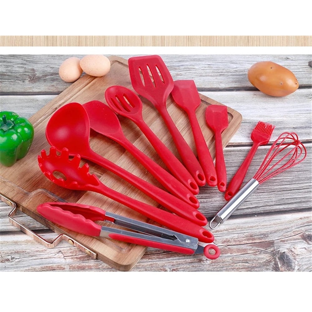 Kitchen Utensil Set, 10 Cooking Utensils, Colorful Silicone Kitchen Utensils, Nonstick Cookware with Spatula Set