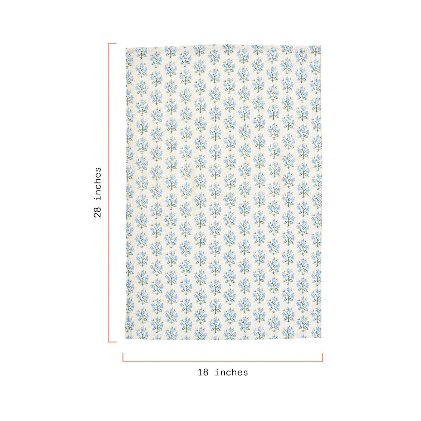 Beautiful Home By Hydrangea Trellis Ditsy Flour Sack Towel, 1-Piece, Blue, 18" X 28", for Drying Dishes, Wiping Counters and Everyday Kitchen Cleaning