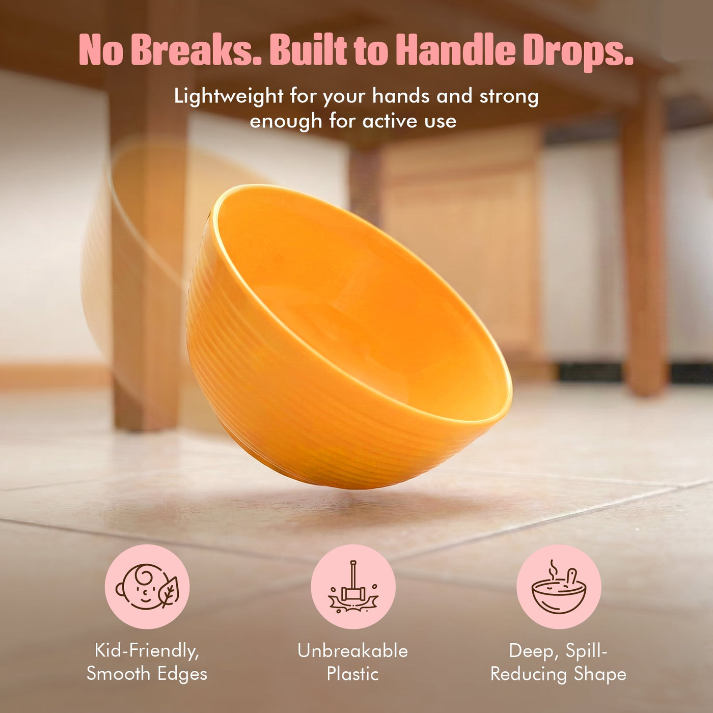 27 Oz Deep Plastic Bowls Set of 6 Unbreakable Stackable Bright, for Everyday Home Kitchen Cooking, Storage and Organization