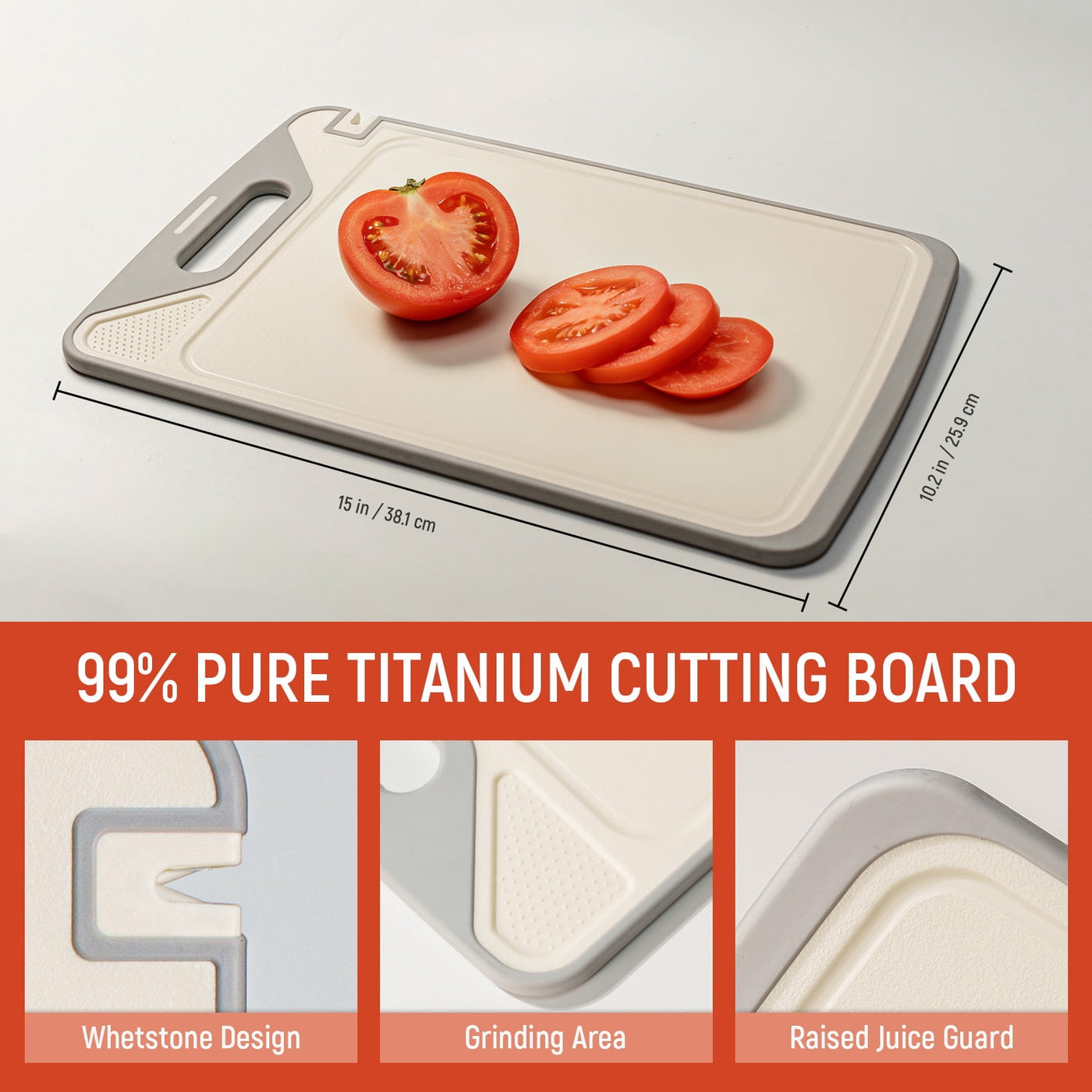 Cutting Board, Cutting Board with Knife Sharpener Double Sided Food Grade, Non-slip Large 15.1x10.2 Inch Kitchen Chopping Board