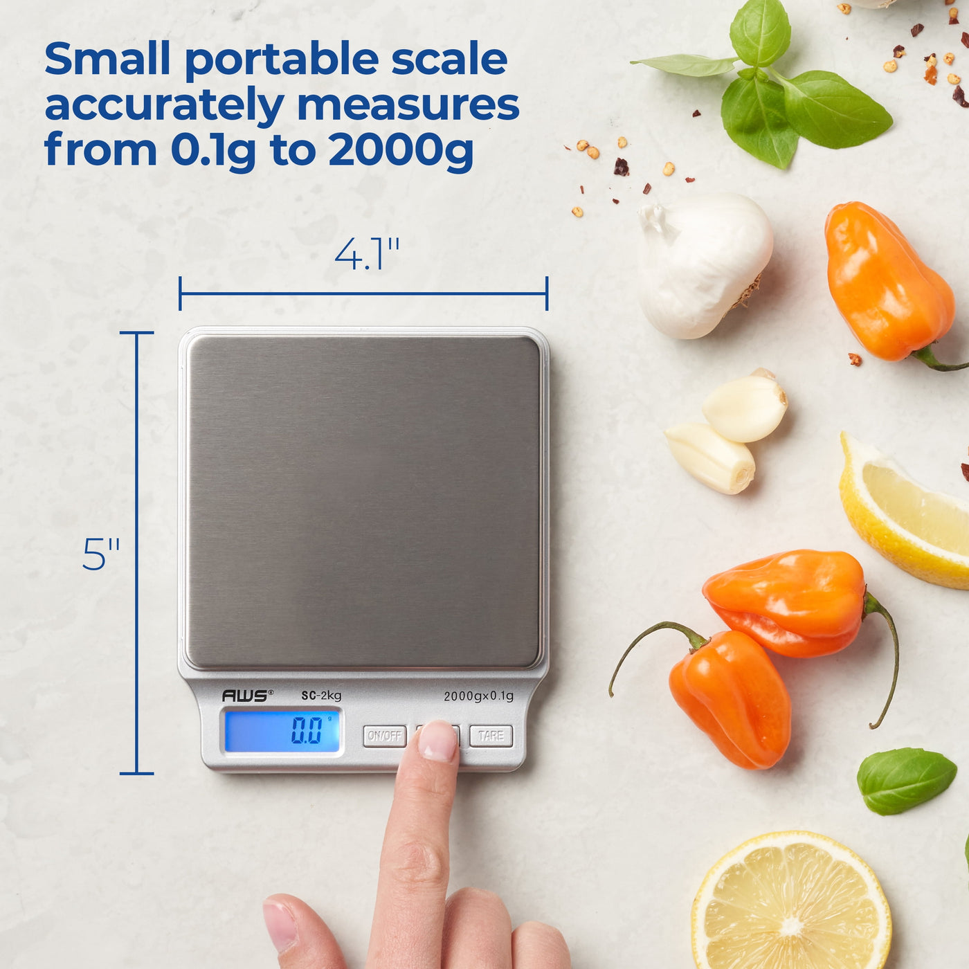 Tscales Sc2kg Amw-sc-2kg Digital Pocket Scale, for Accurate Kitchen, Food and Portion Weighing, Durable Design for Daily Home Use