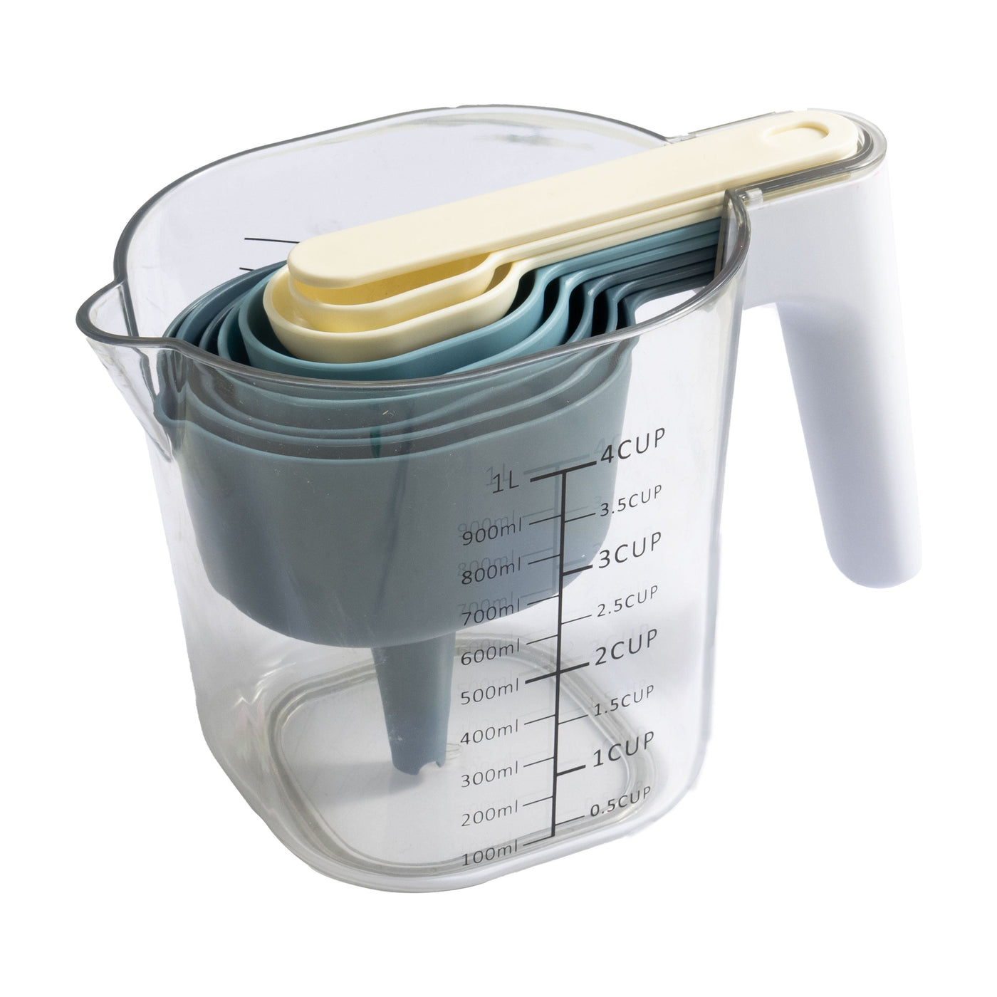 9-Piece Stackable Measuring Set Kitchen Tools for Cooking, 7.48" L, Blue, for Everyday Home Kitchen Cooking, Storage and Organization