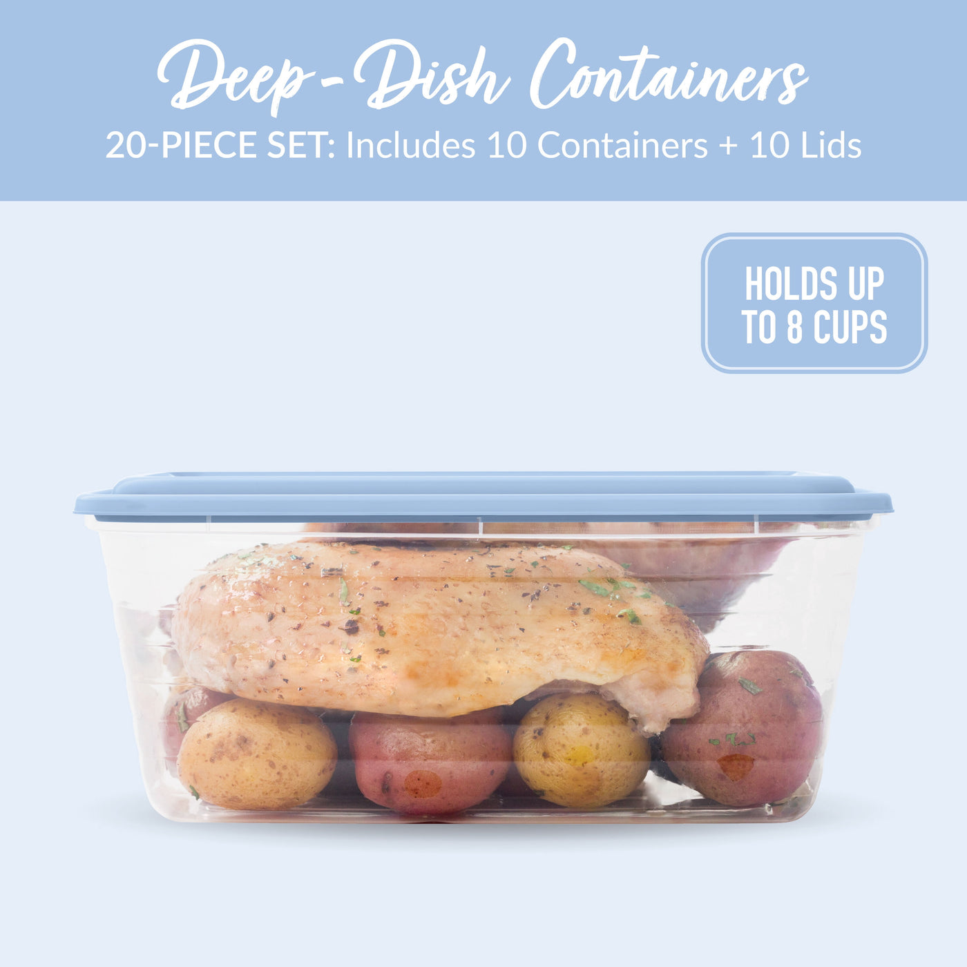 8 Cup Meal Prep Containers with Lids, Pfas and BPA Free Materials, Durable, Microwave, Freezer, and Dishwasher Safe to Go Food Storage Container