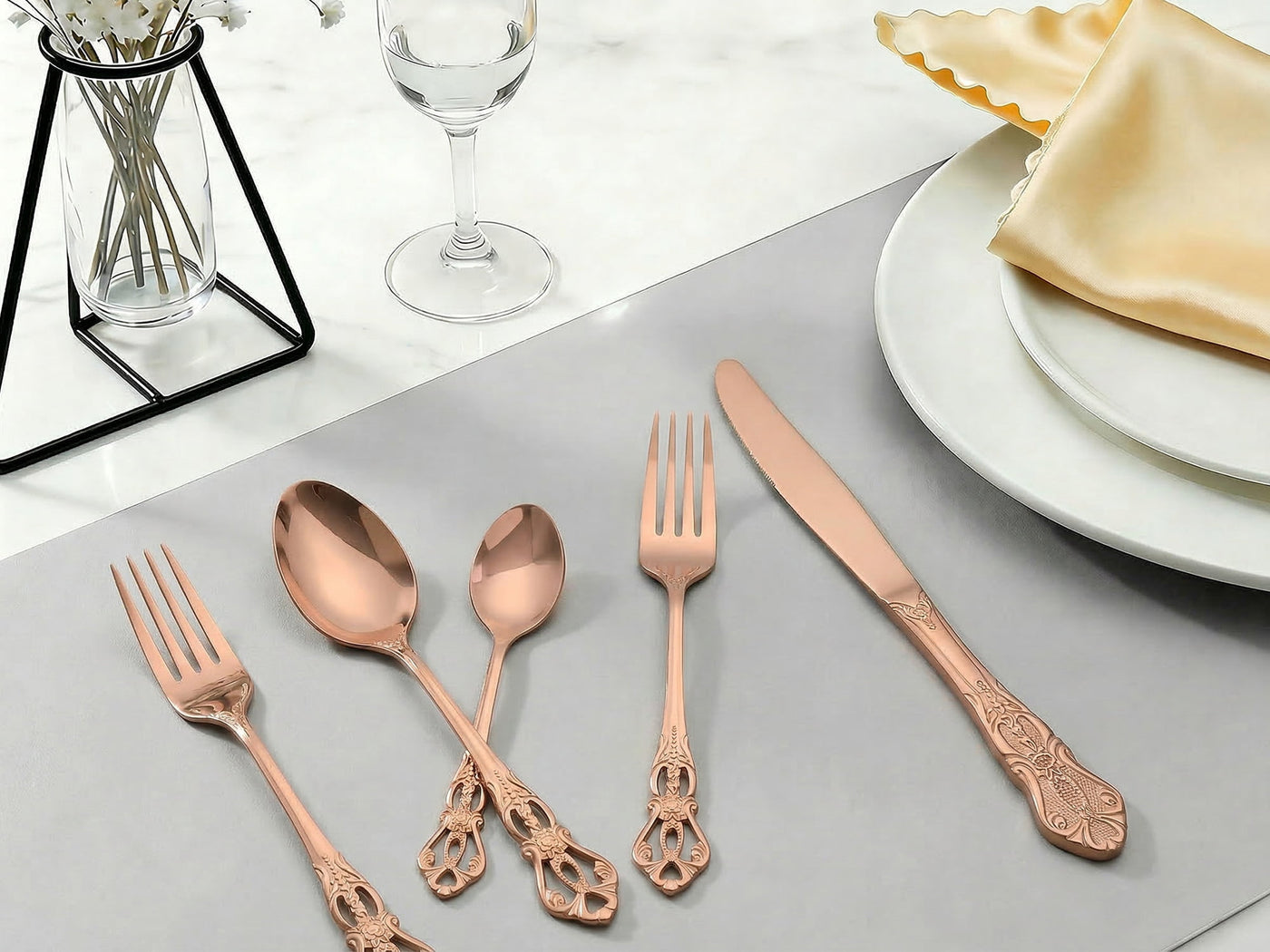 30-Piece Silverware Stainless Steel Flatware Set with Openwork Gold1, for Everyday Home Kitchen Cooking, Storage and Organization