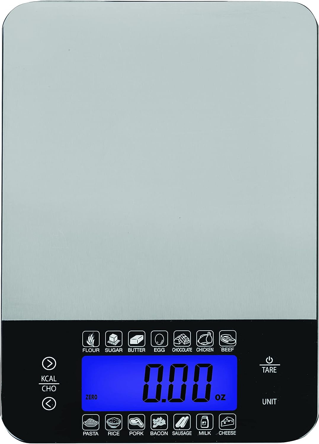 Digital Kitchen Food Scale with Calorie and Carb Calculator, Stainless Steel, for Accurate Kitchen, Food and Portion Weighing
