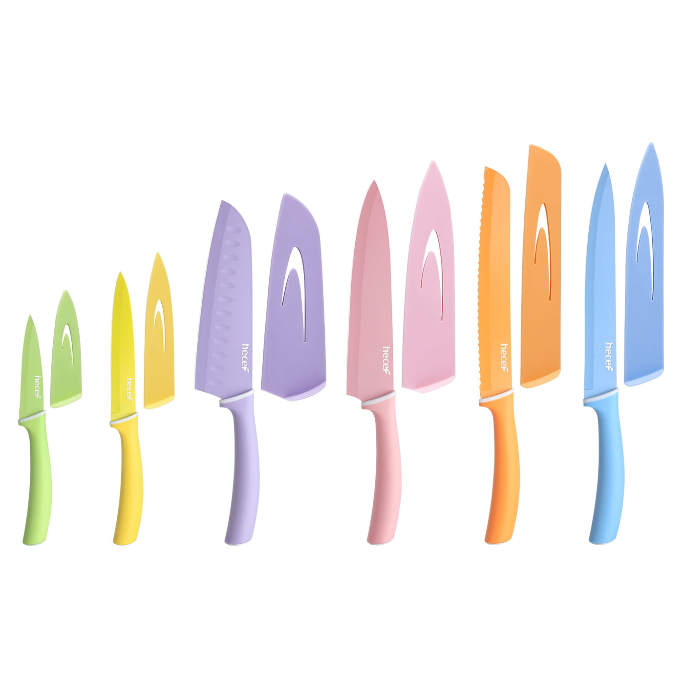6-Piece Kitchen Knife Set, Colorful Coated Stainless Steel Sharp Cooking Knives, Dishwasher Safe, for Chopping, Slicing and Everyday Food Preparation