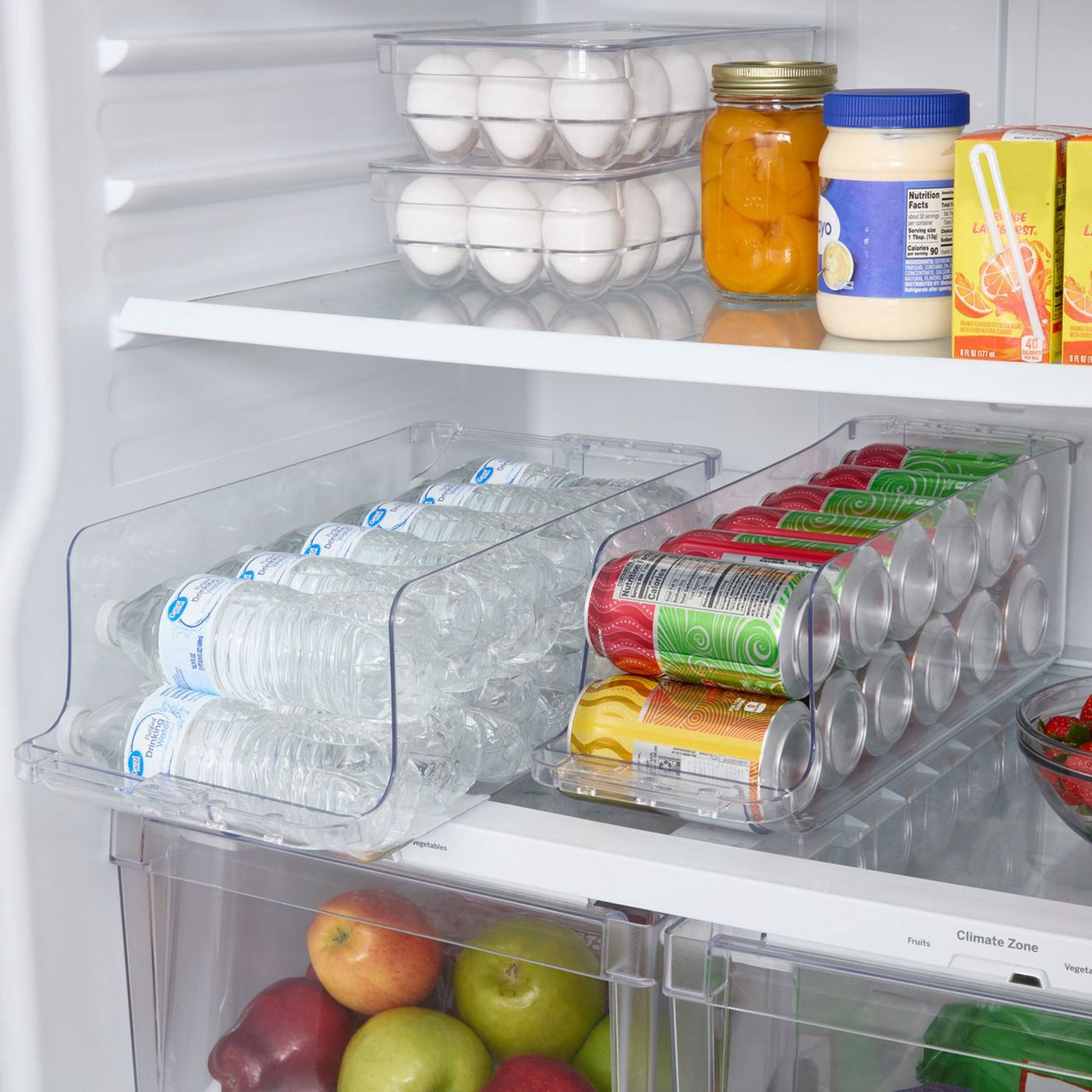 Clear Expandable Drink Fridge Organizer, Made for Kitchen Organization and Drink Storage, Soda and Can Fridge Storage