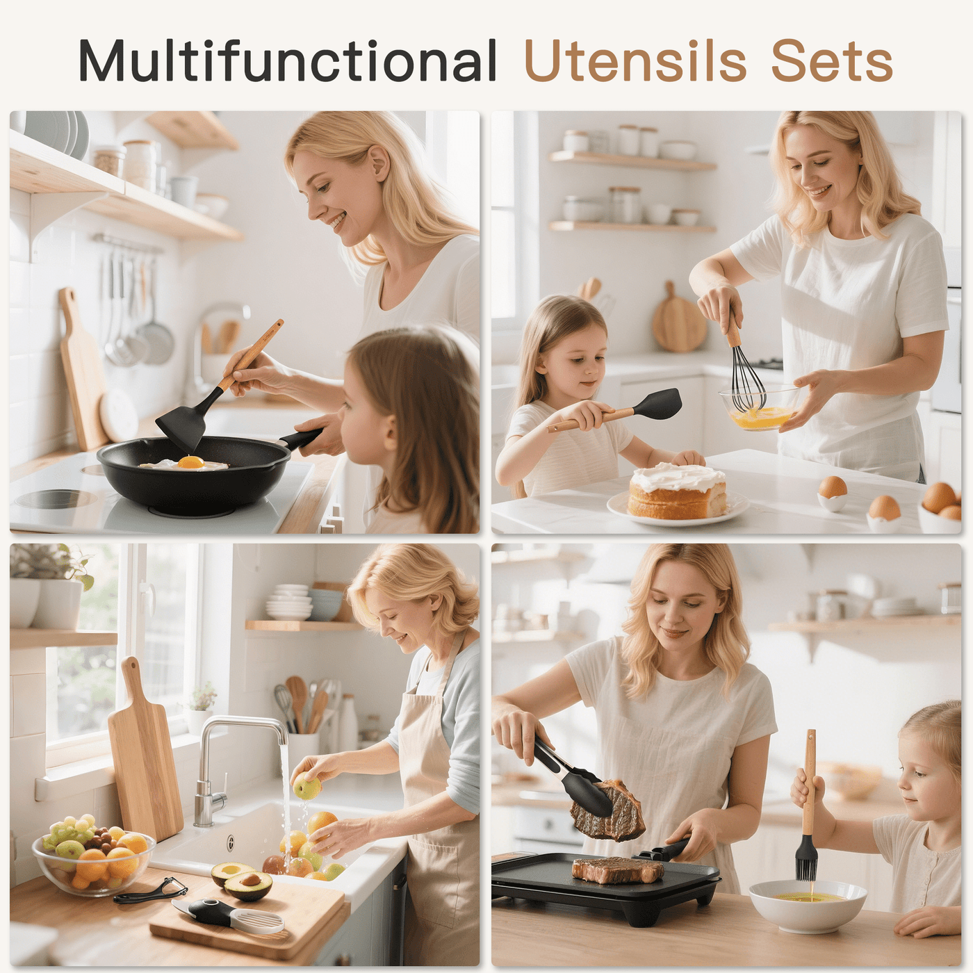 Silicone Cooking Utensils Set, 38-Piece Kitchen Utensils Set for 446°F Heat Resistant, Food Grade Utensil Sets with Wooden Handle