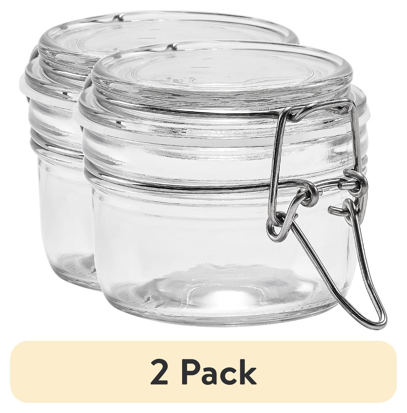 (2-pack) Glass Airtight Food Storage Jar with Lid, Clear Cereal and Dry Food Storage Container for Kitchen Pantry Organization