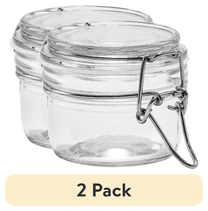 (2-pack) Glass Airtight Food Storage Jar with Lid, Clear Cereal and Dry Food Storage Container for Kitchen Pantry Organization