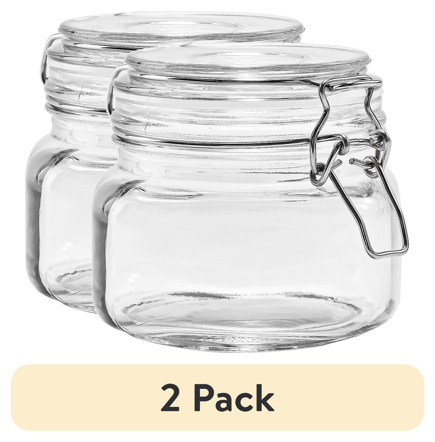 (2-pack) 17 Oz Glass Airtight Food Storage Jar Canister with Locking Lid, Pantry Organizer Container for Dry Food, Coffee, Sugar