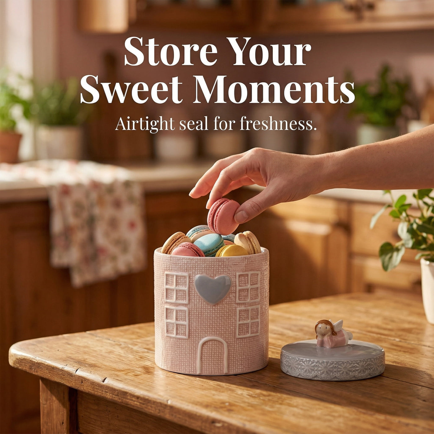 Embossed Canister Set Ceramic Jar with Airtight Lid for Kitchen Pink, for Pantry Organization, Meal Prep and Dry Food Storage
