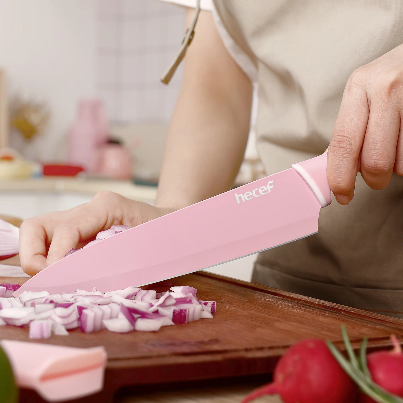 6-Piece Kitchen Knife Set, Colorful Coated Stainless Steel Sharp Cooking Knives, Dishwasher Safe, for Chopping, Slicing and Everyday Food Preparation