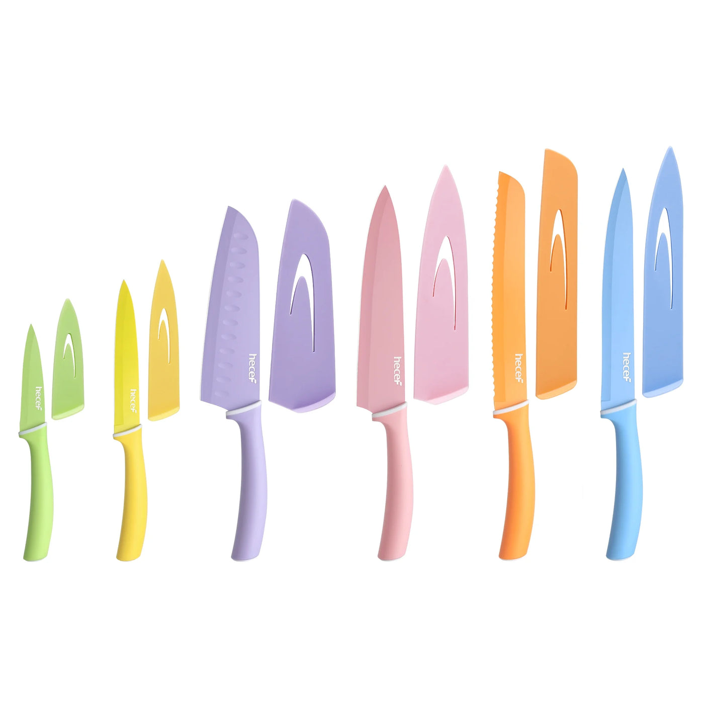 6-Piece Kitchen Knife Set, Colorful Coated Stainless Steel Sharp Cooking Knives, Dishwasher Safe, for Chopping, Slicing and Everyday Food Preparation