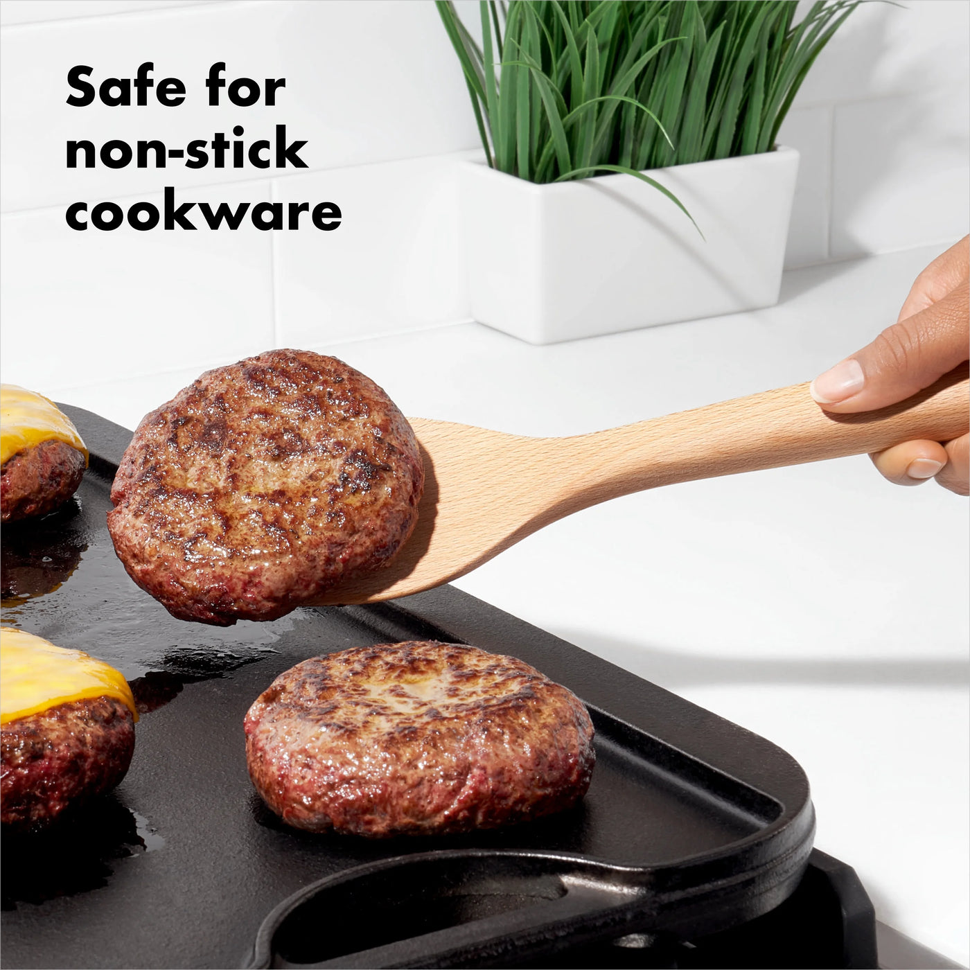 3-Piece Wooden Cooking Utensil Set, Beachwood, for Cooking, Mixing, Serving and Nonstick Cookware, Durable Design for Daily Home Use
