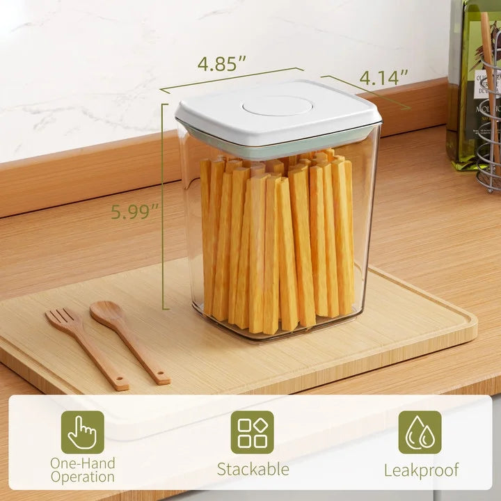 Airtight Pop Up Container: 3-Pack 1.2 QT Food Storage Container with Lid, Stackable Kitchen Storage Container for Cereal, Snack, Sugar, Coffee