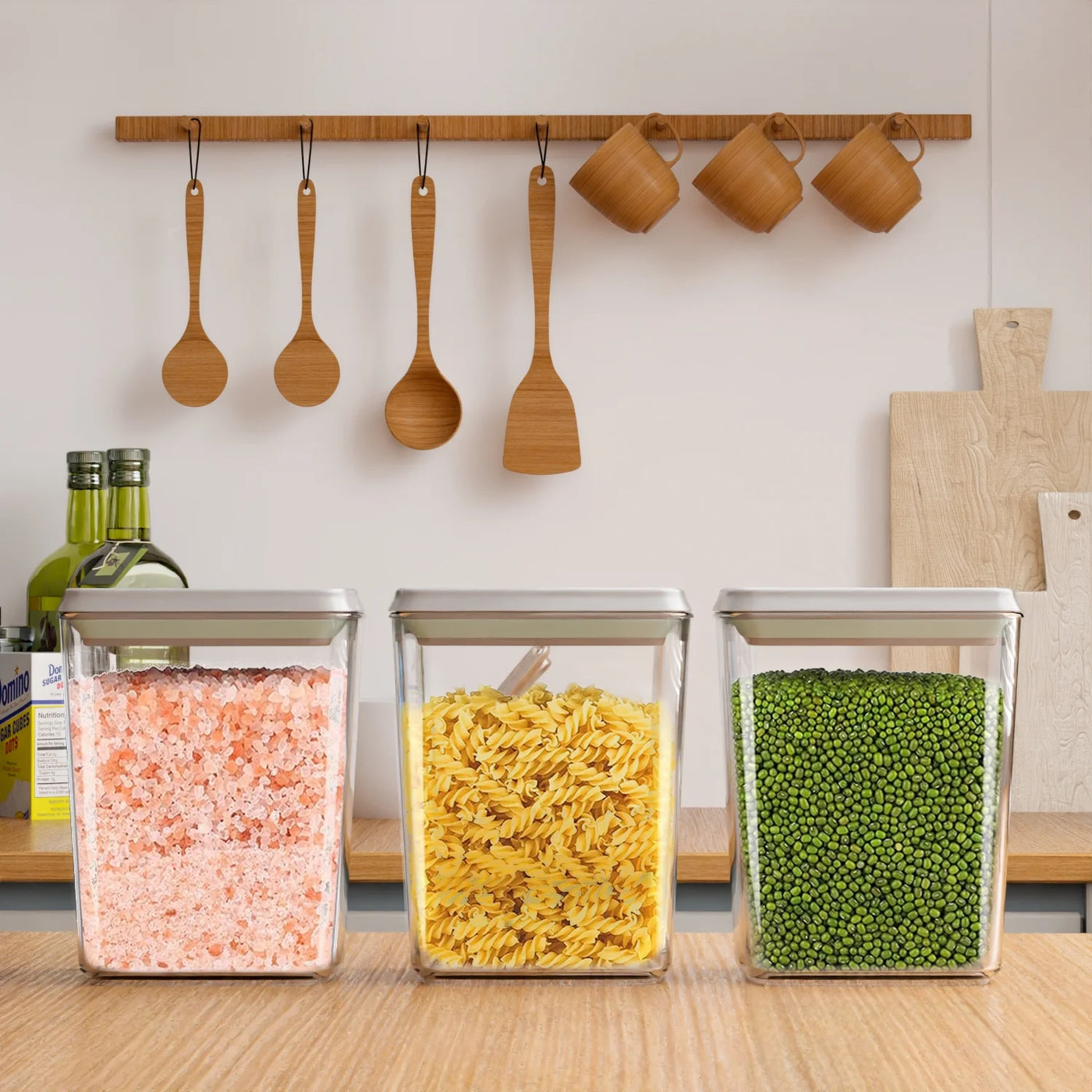 Airtight Pop Up Container: 3-Pack 1.2 QT Food Storage Container with Lid, Stackable Kitchen Storage Container for Cereal, Snack, Sugar, Coffee