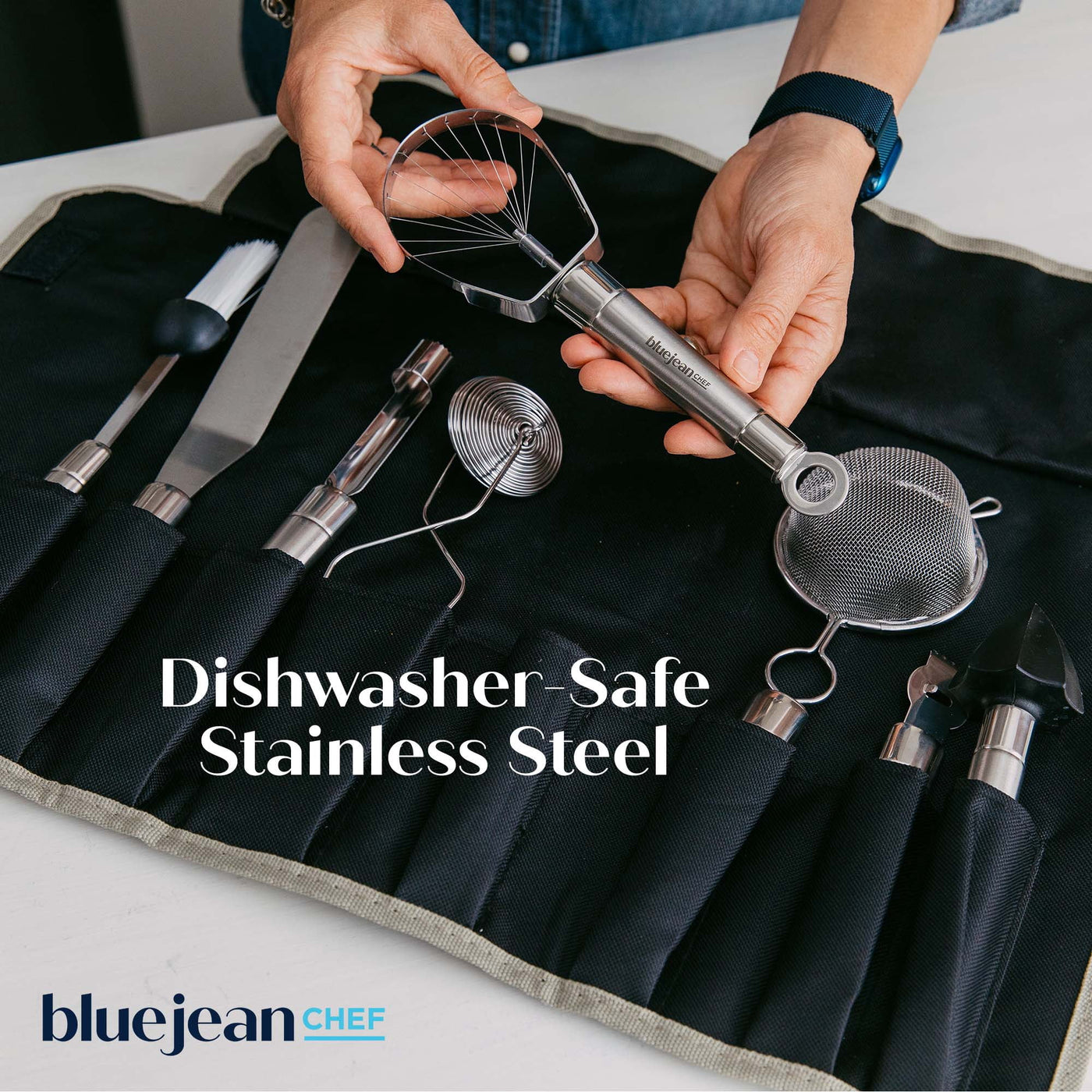 8-Piece Kitchen Tool and Gadget Set, Stainless-steel Kitchen Tools with Storage Pouch, Dishwasher Safe
