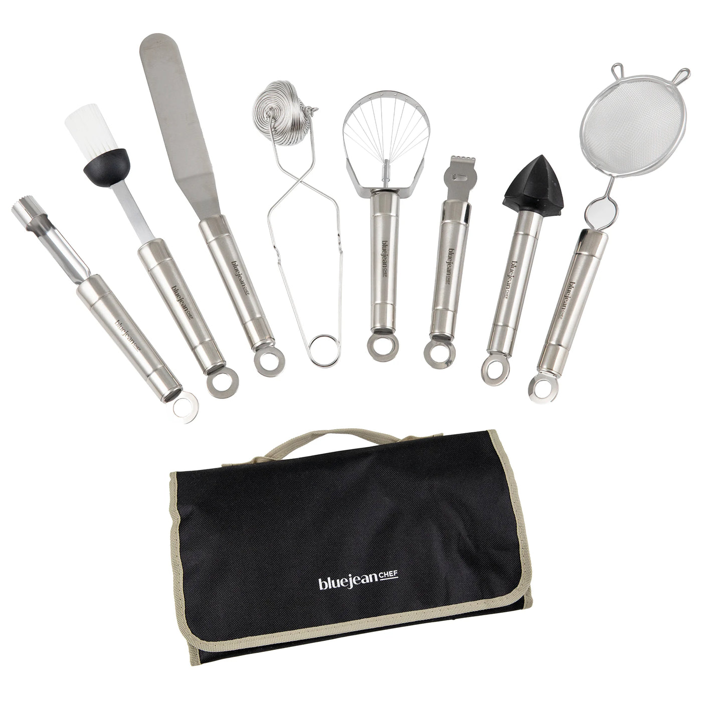 8-Piece Kitchen Tool and Gadget Set, Stainless-steel Kitchen Tools with Storage Pouch, Dishwasher Safe