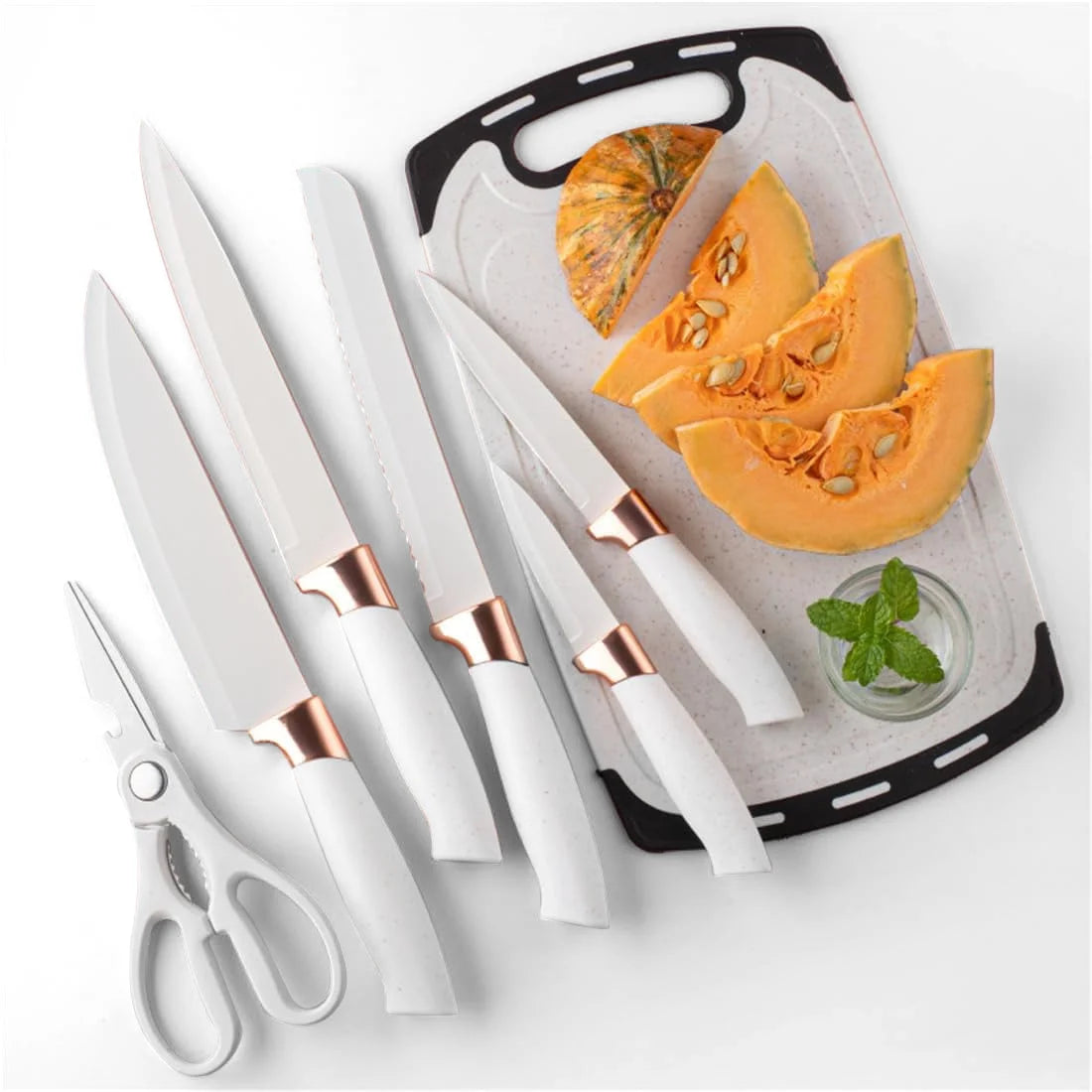 19-Piece Kitchen Utensils Set for Cooking, 11 Cooking Utensils, 6 Knife Set Beige, 3 Utensil Sets, Kitchen Utensils
