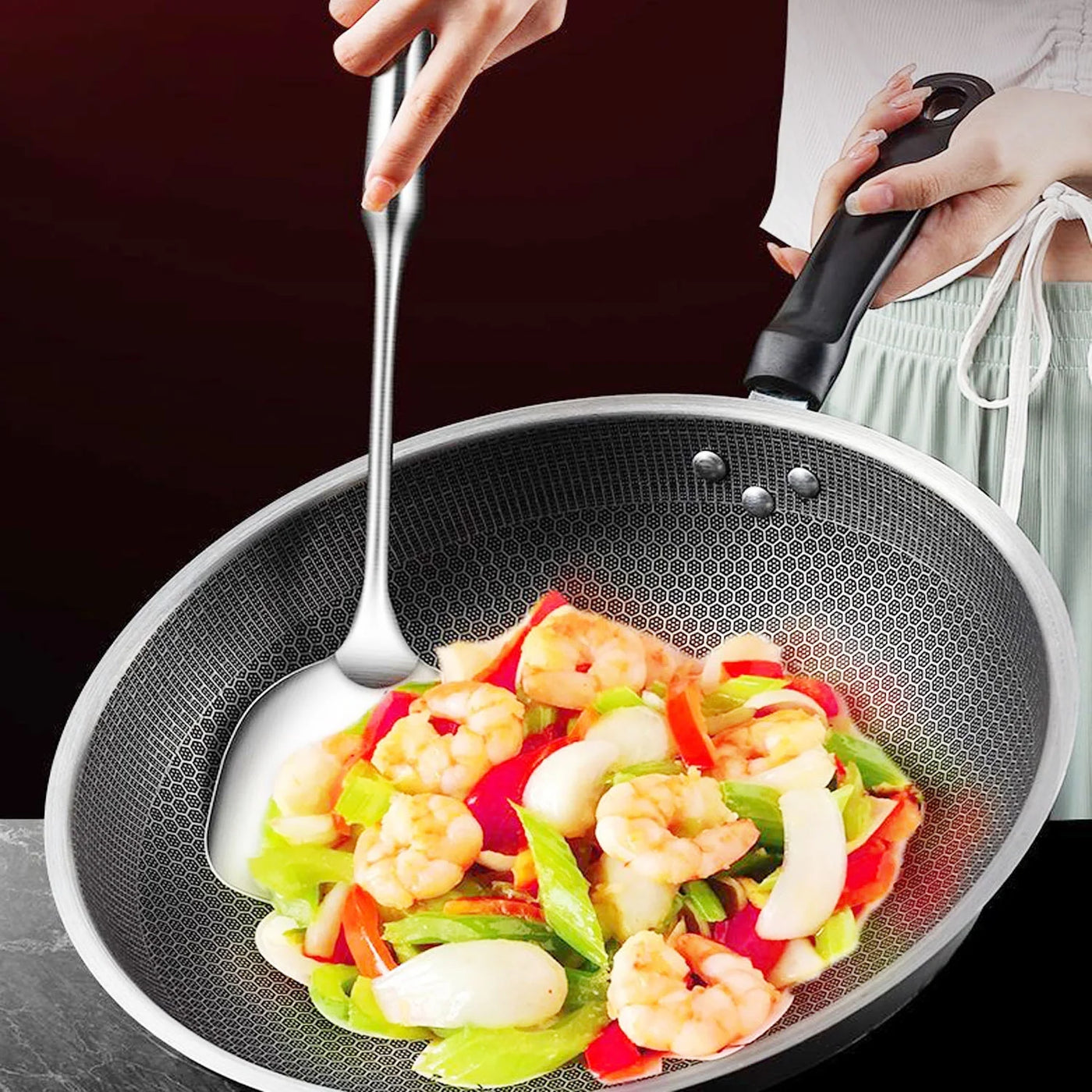 Kitchen Cooking Utensil Set, Stainless Steel Metal Kitchen Gadgets Heat Resistant Nonstick Kitchen Tools Dishwasher Safe