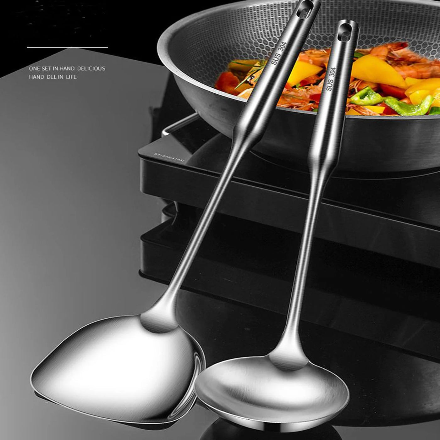 Kitchen Cooking Utensil Set, Stainless Steel Metal Kitchen Gadgets Heat Resistant Nonstick Kitchen Tools Dishwasher Safe