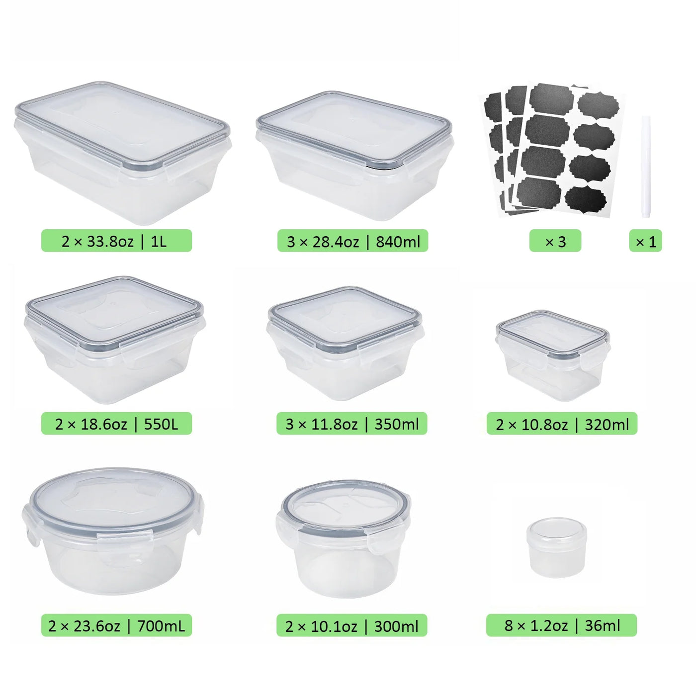 Food Storage Containers with Airtight Lids: 52-Piece Kitchen Storage Containers for Pantry Organizers and Storage