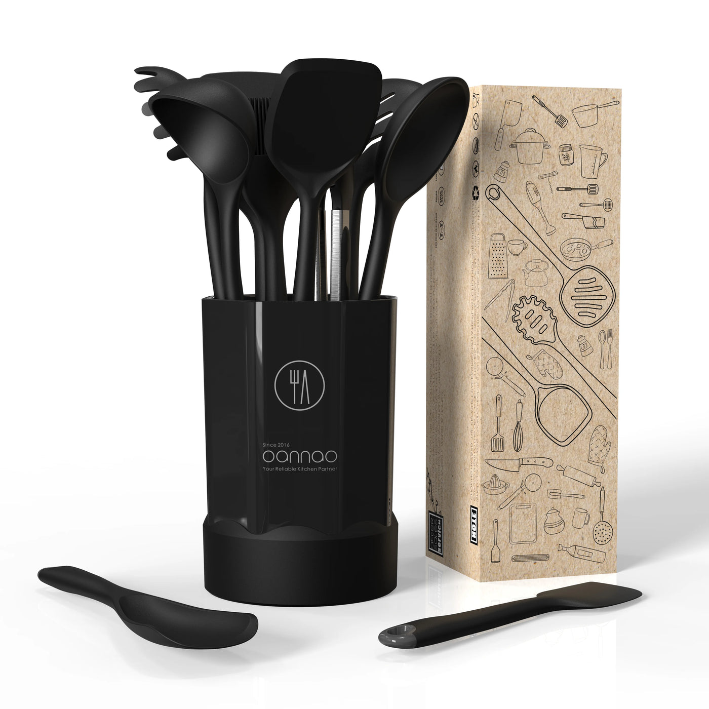 Silicone Kitchen Utensils Set, 600°F Heat Resistant Silicone Cooking Utensils, Spatula, Spoon, Whisk, Tongs