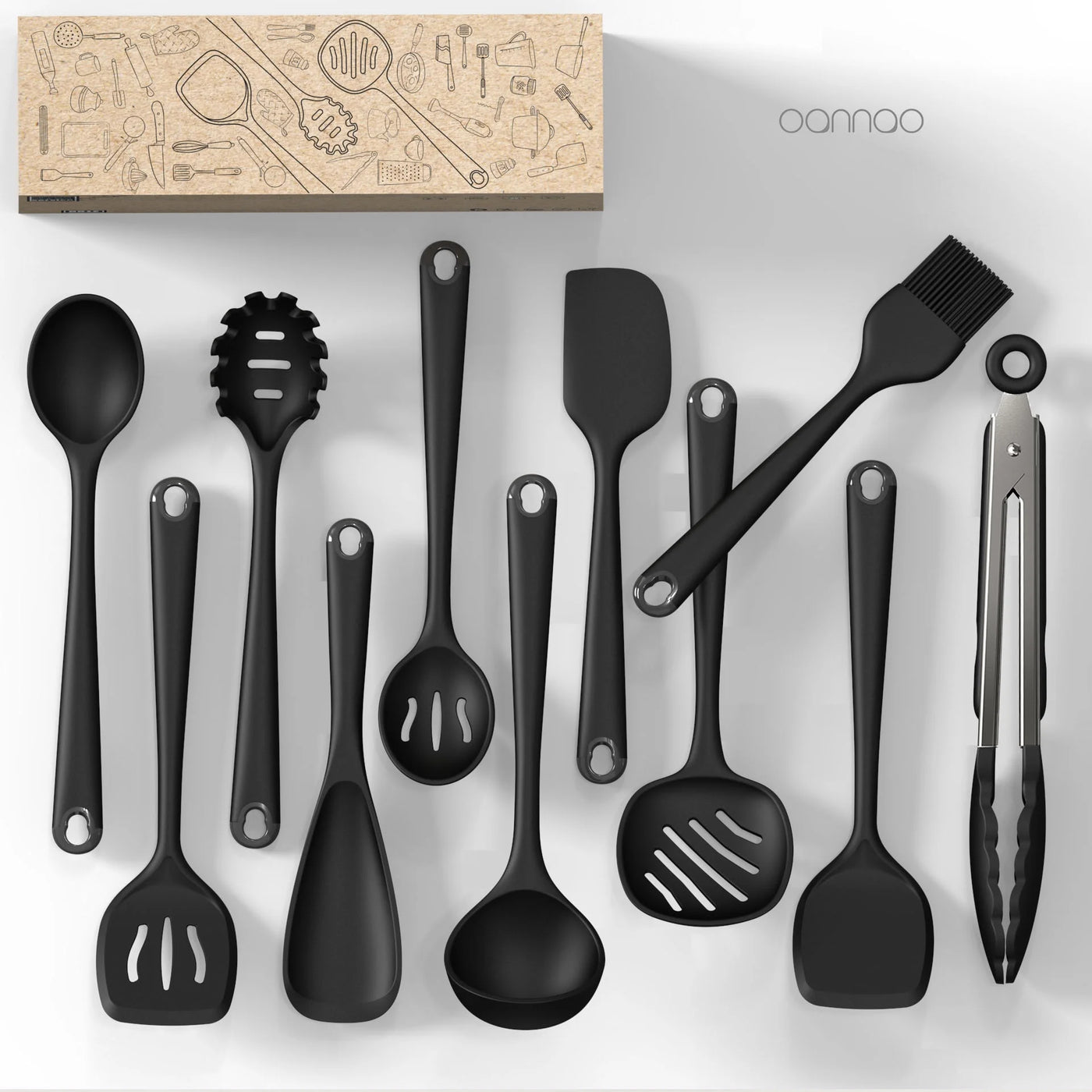 Silicone Kitchen Utensils Set, 600°F Heat Resistant Silicone Cooking Utensils, Spatula, Spoon, Whisk, Tongs
