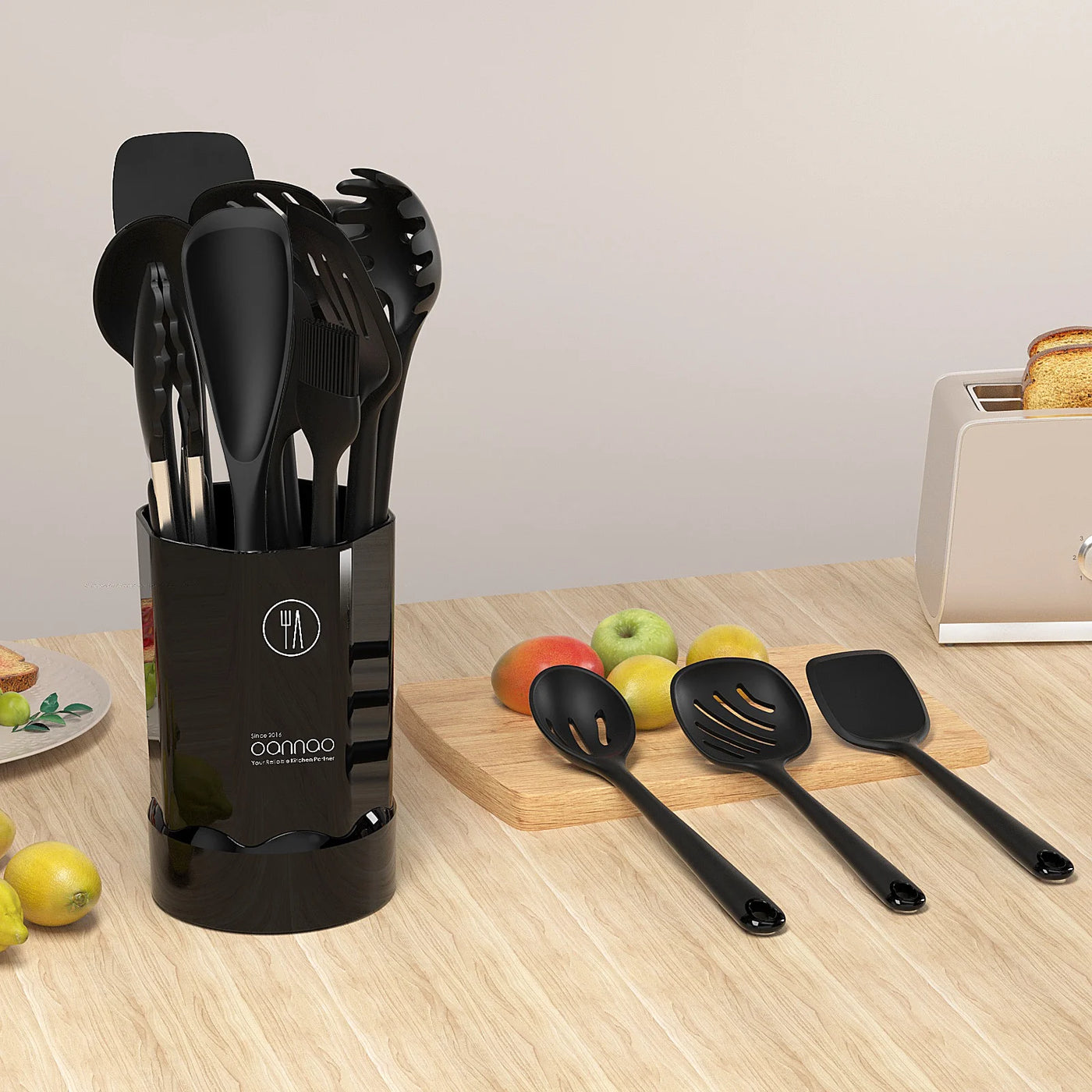 Silicone Kitchen Utensils Set, 600°F Heat Resistant Silicone Cooking Utensils, Spatula, Spoon, Whisk, Tongs