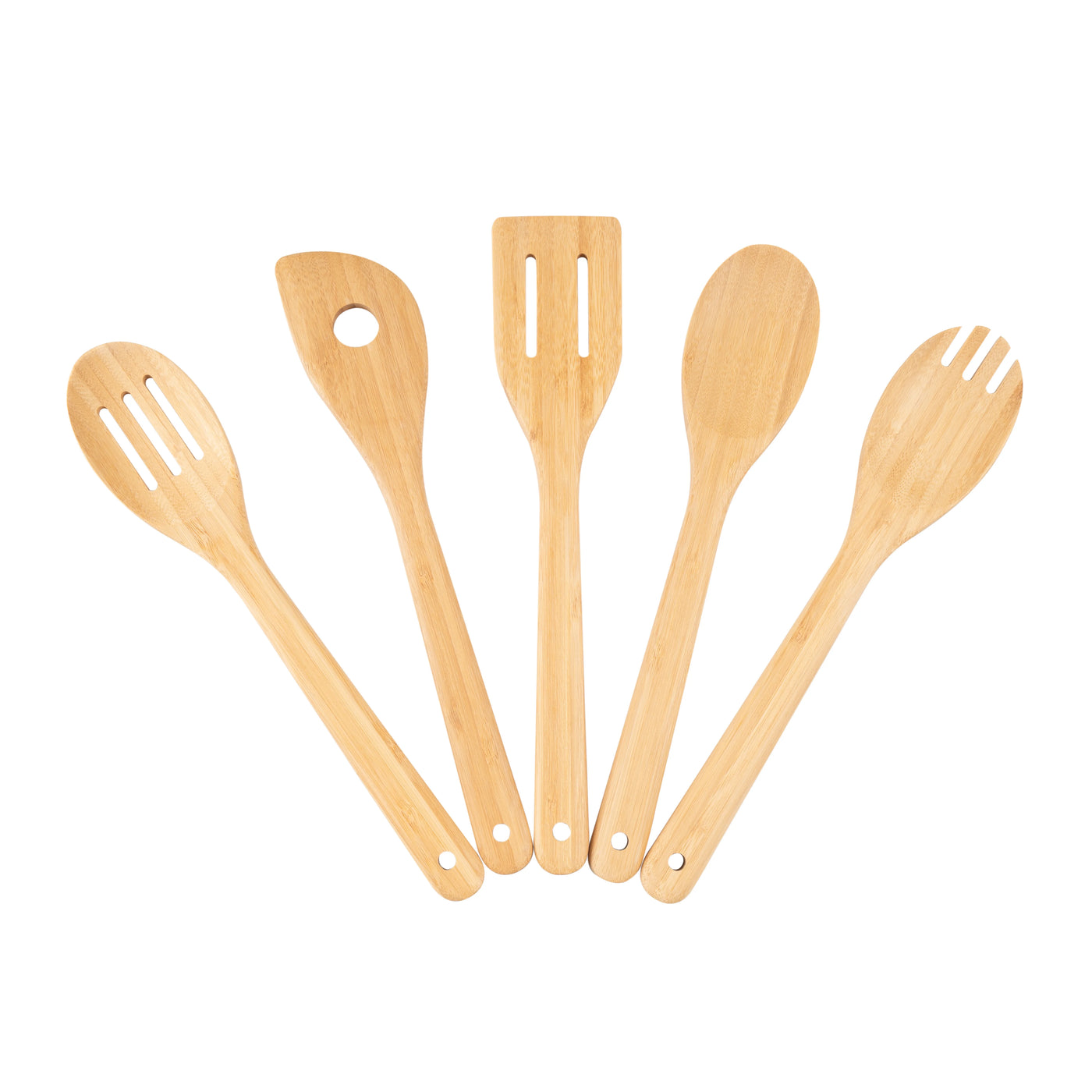 5pk Bamboo Spoons for Cooking, Kitchen Essential Tools Set, for Cooking, Mixing, Serving and Nonstick Cookware