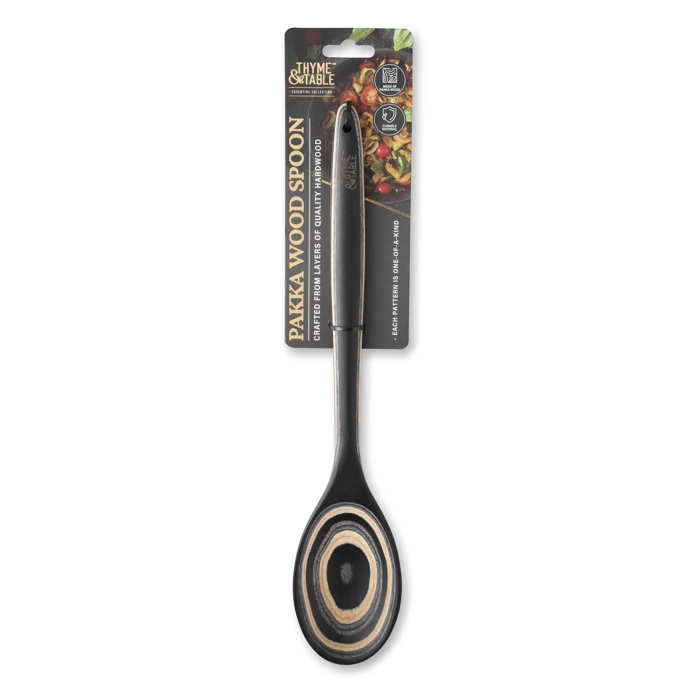 Nonstick Pakka Wood Spoon Black, for Cooking, Mixing, Serving and Nonstick Cookware, Durable Design for Daily Home Use